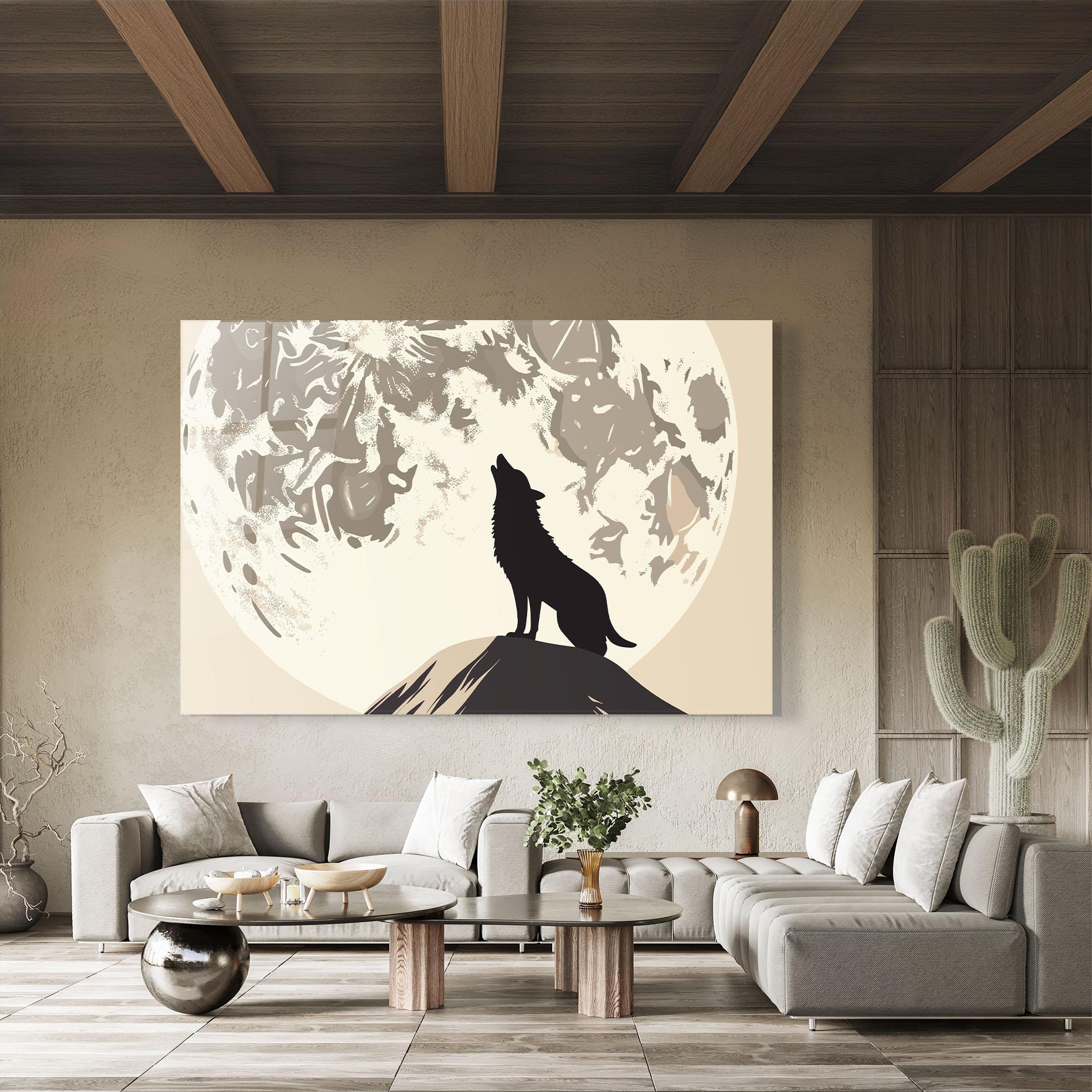 Glasbild Cream Moon Wolf mockup 8
