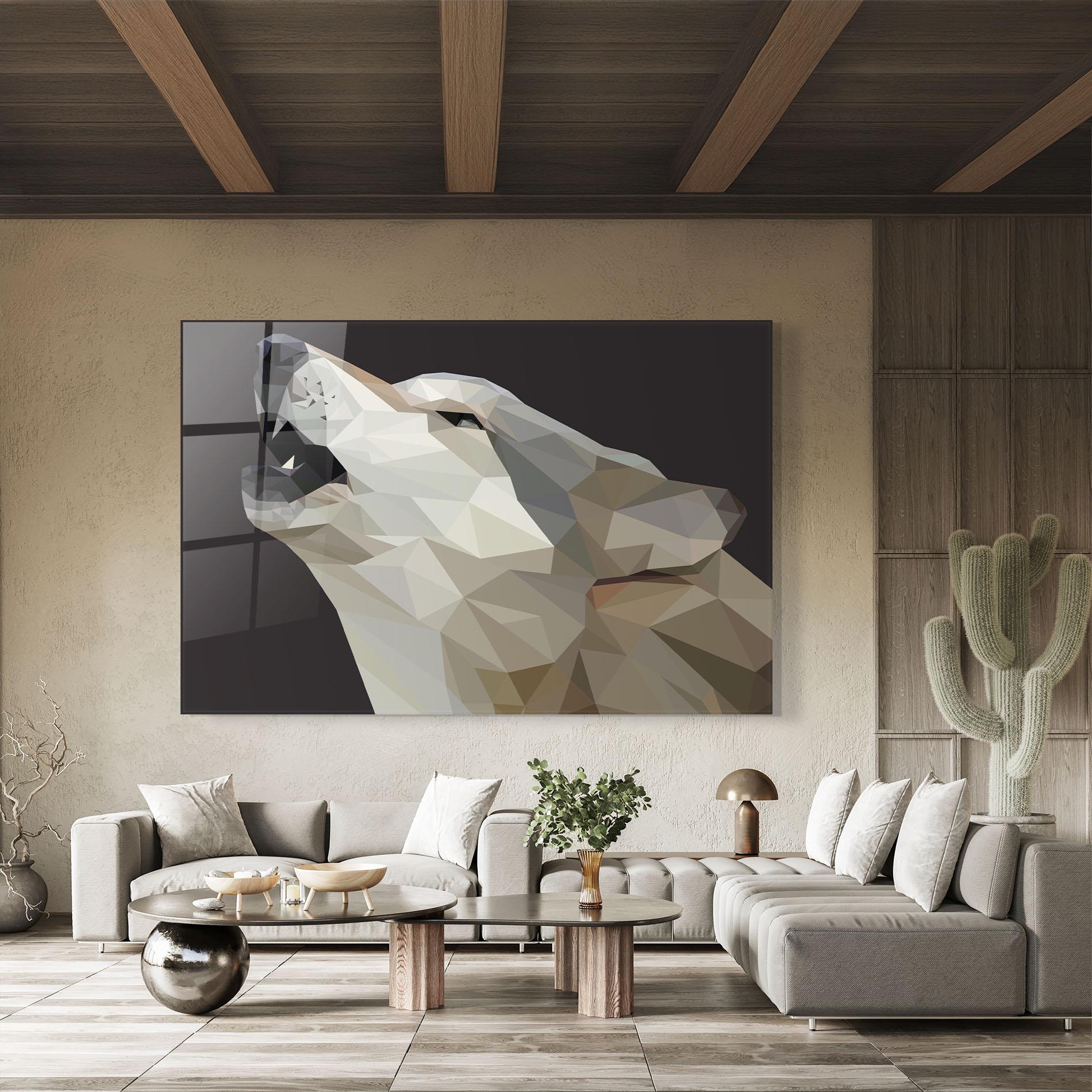 Glasbild Pretty Grey Wolf mockup 8