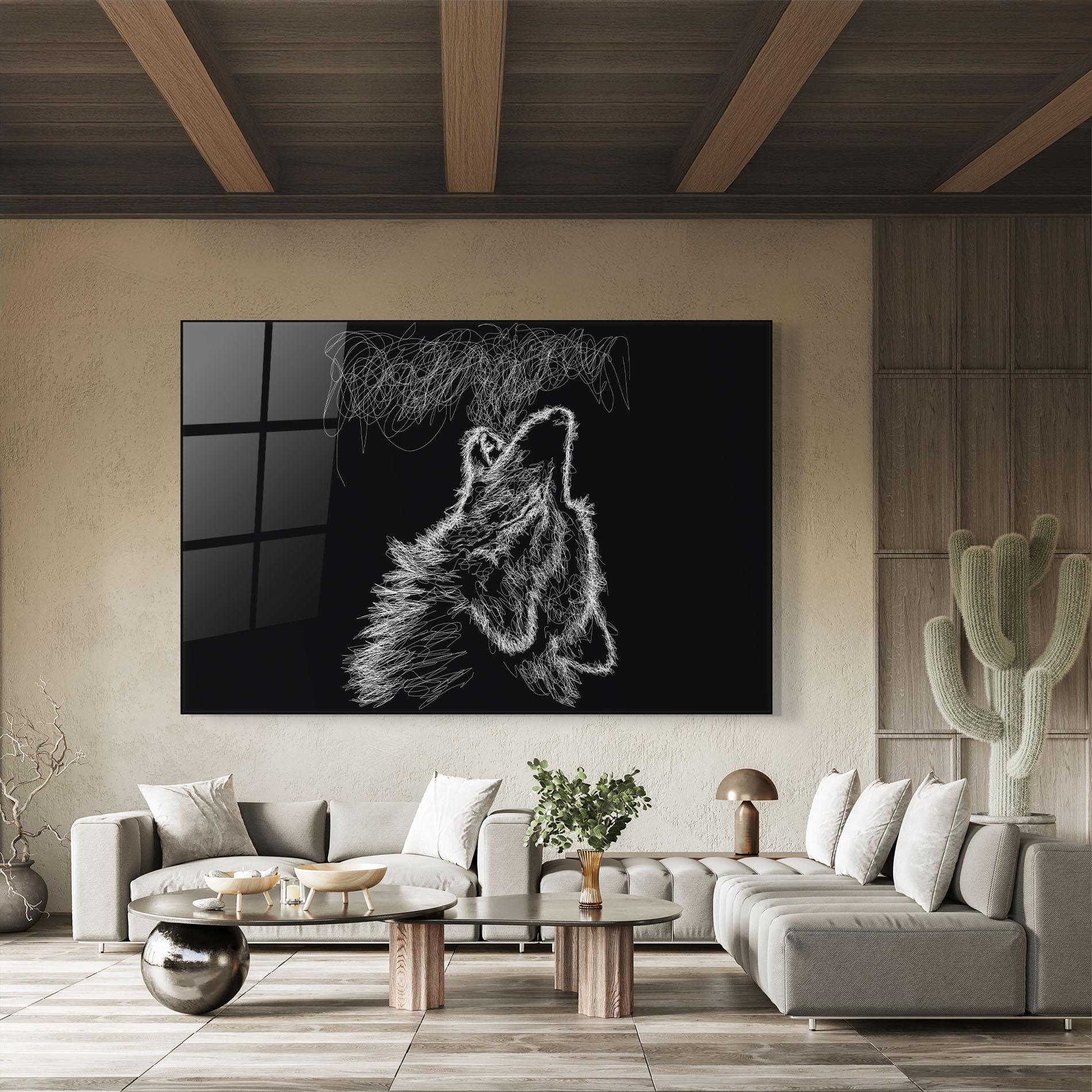 Glasbild Wolf White Line mockup 8
