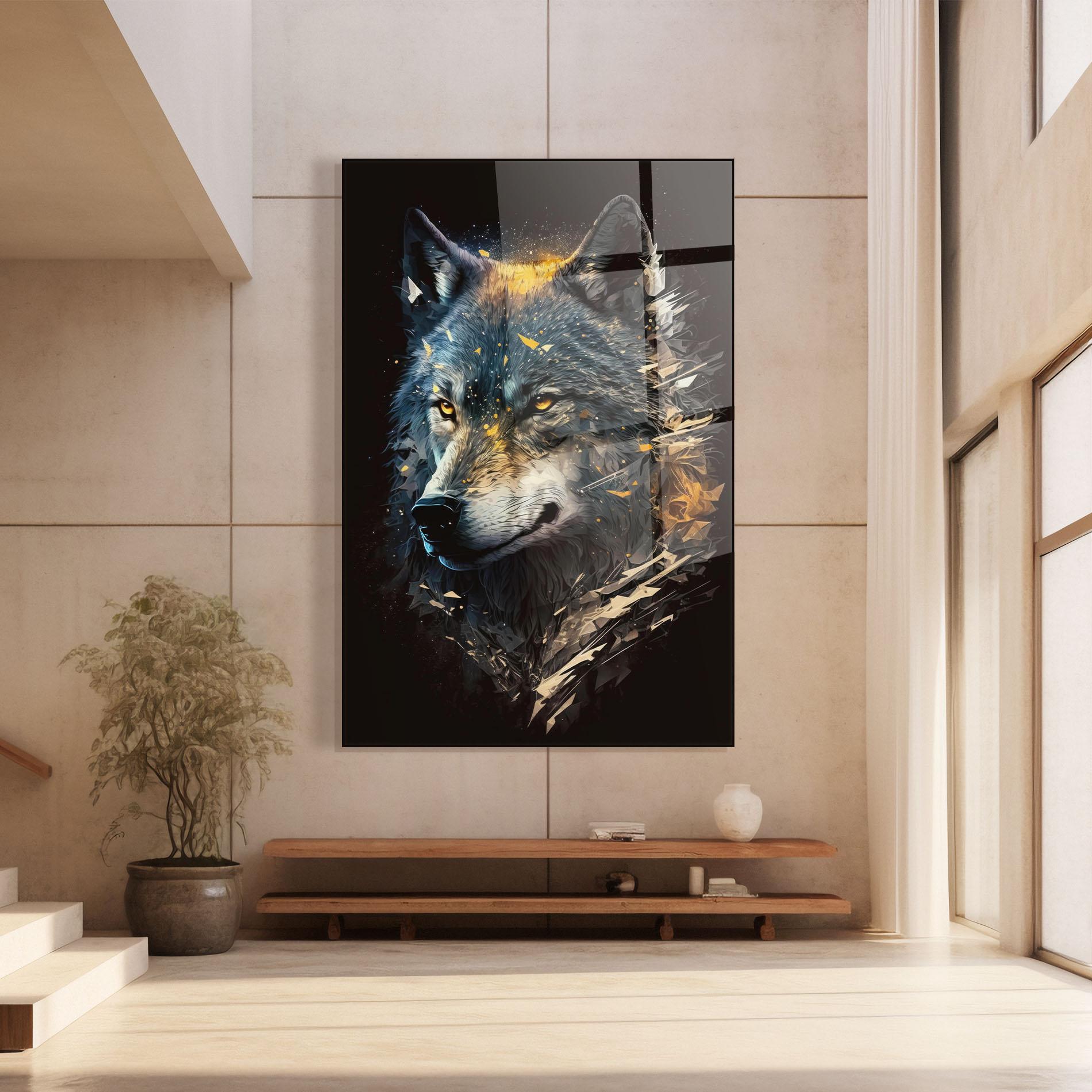 Glasbild Wolf Portrait mockup 8
