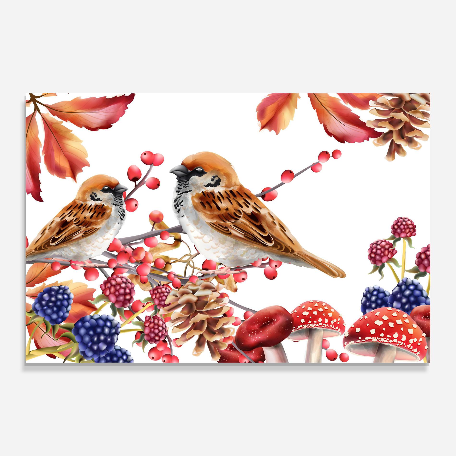 Glasbild Birds And Berries mockup 0