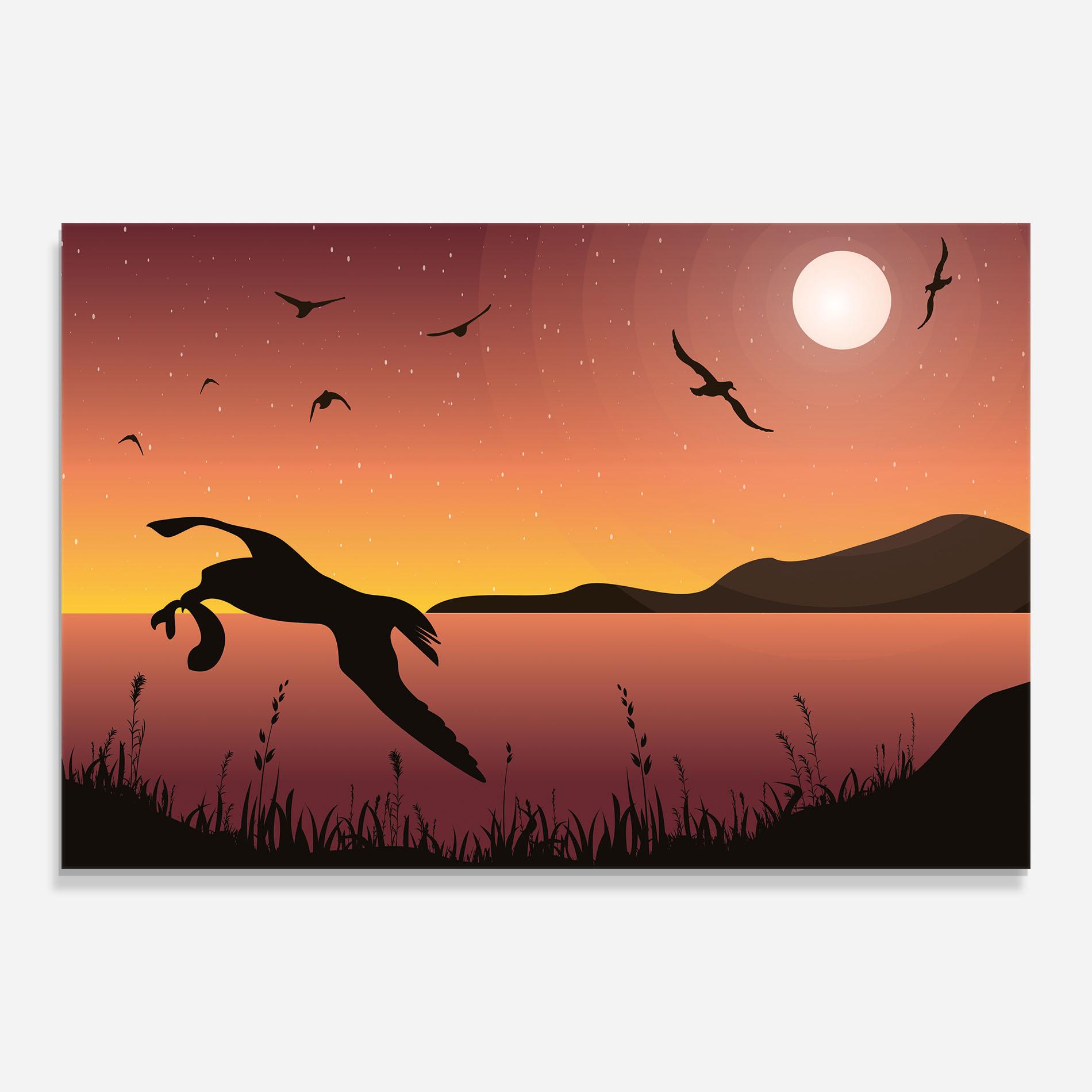 Glasbild Birds Fishing mockup 0