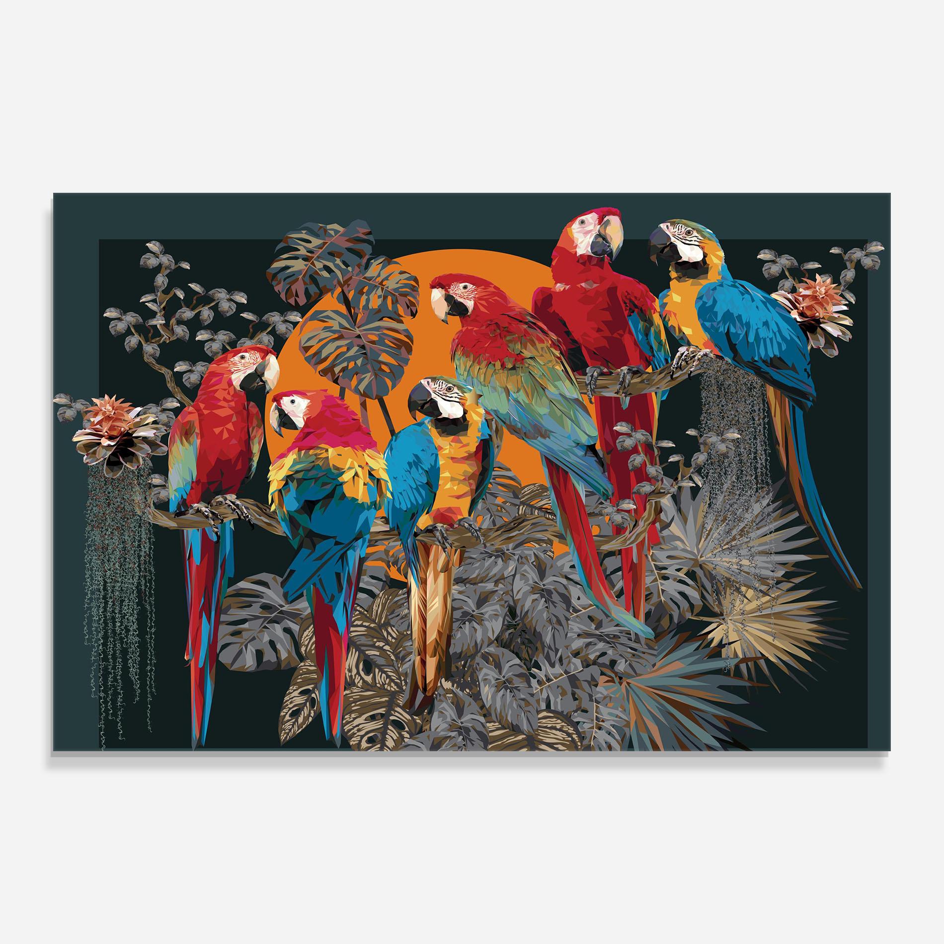 Glasbild Family Parrot mockup 0