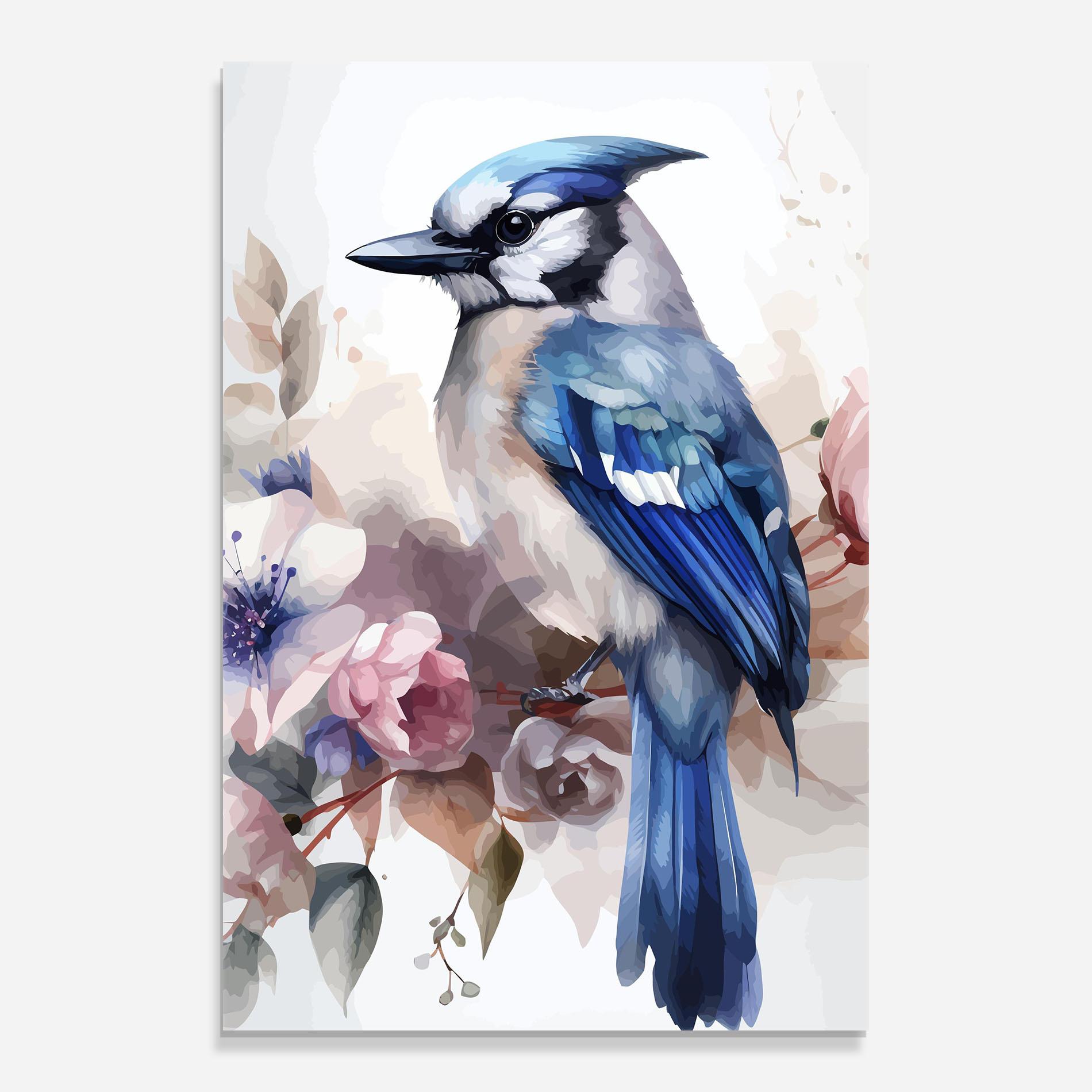 Glasbild Bird Pretty Blue mockup 0