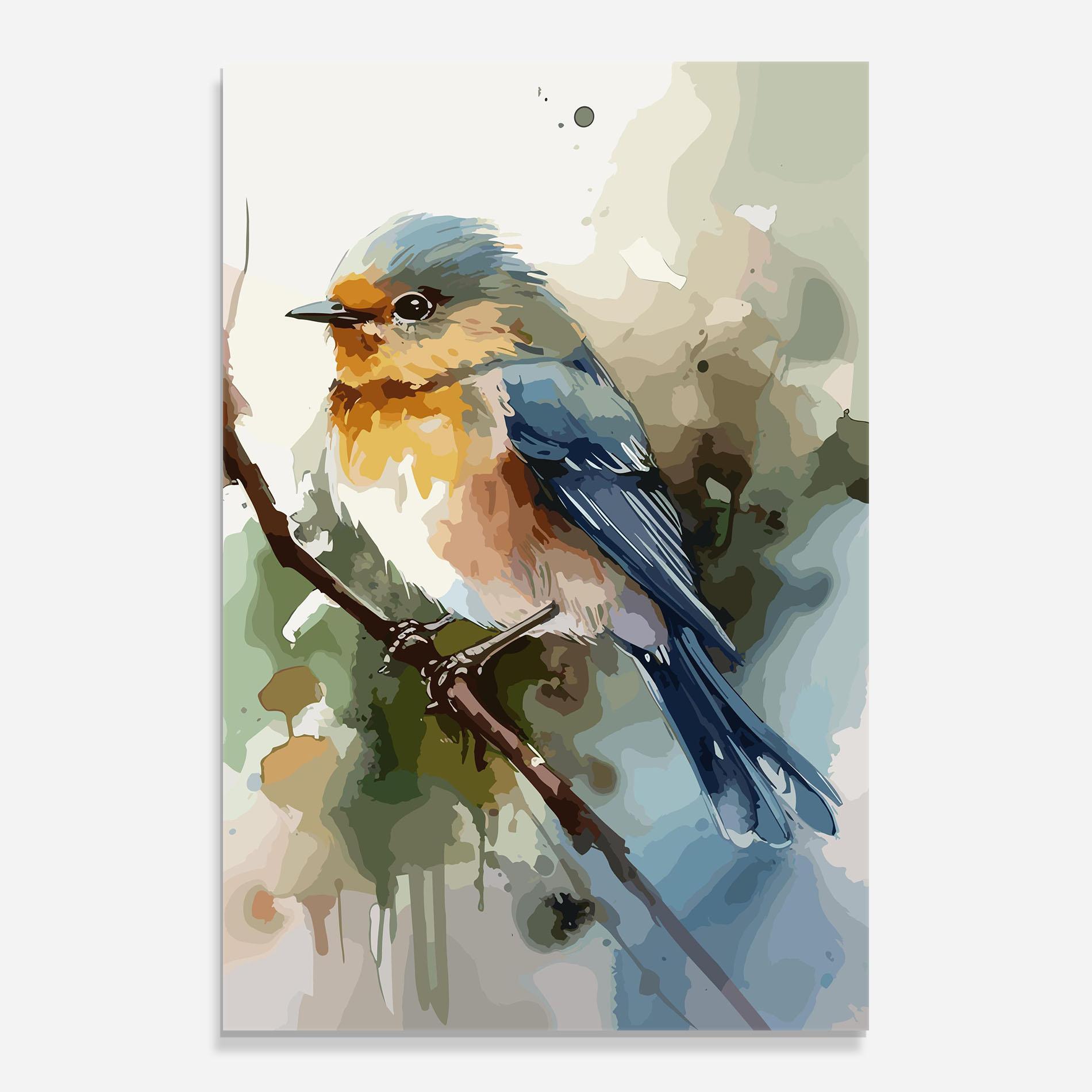 Glasbild Blue Pretty Bird mockup 0