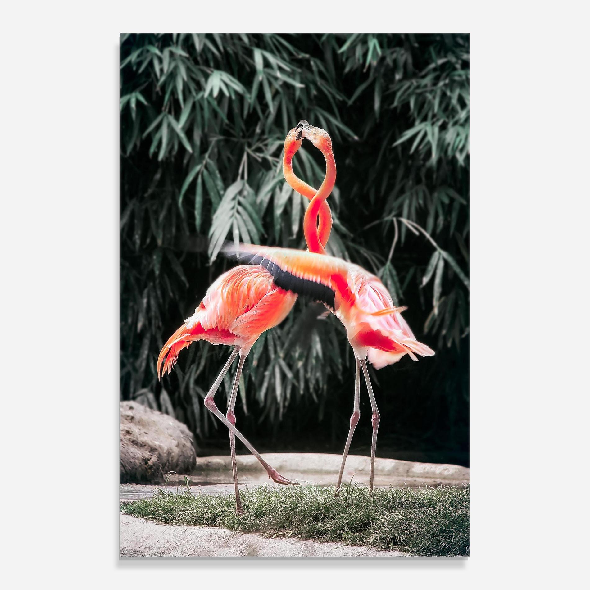 Glasbild Flamingo Love mockup 0