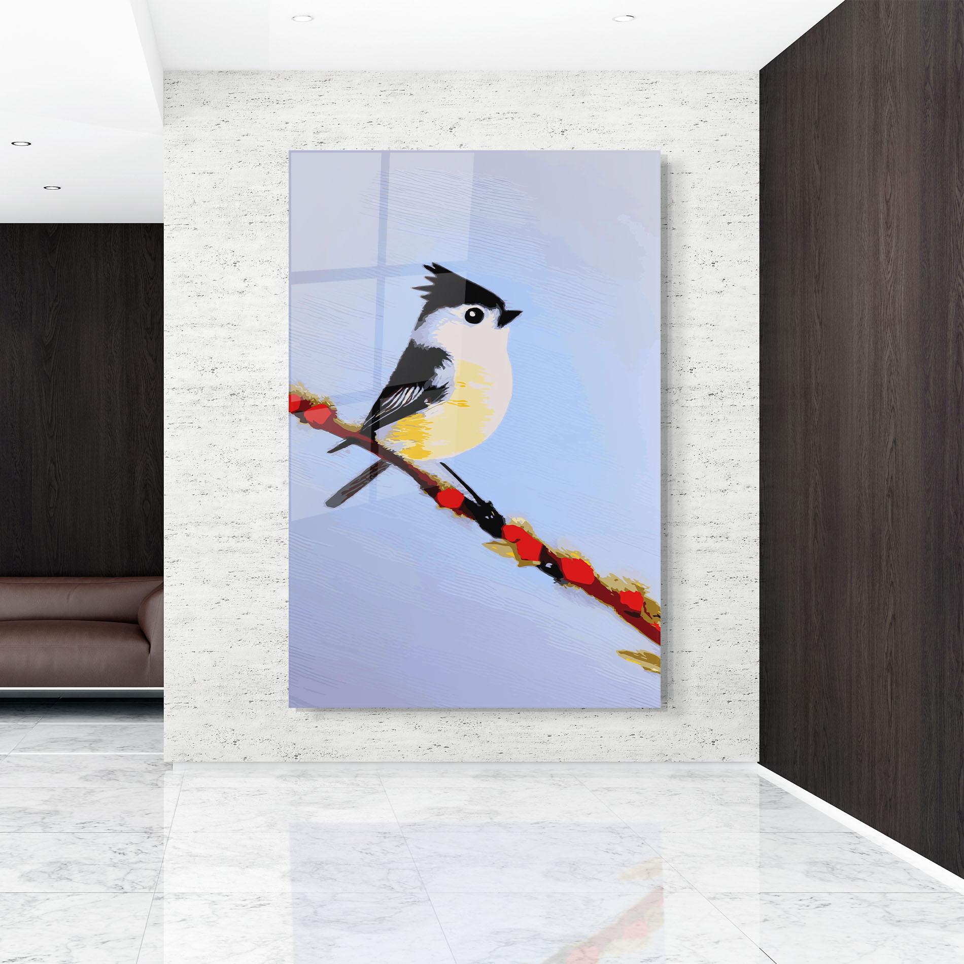 Glasbild Bird Painting mockup 9