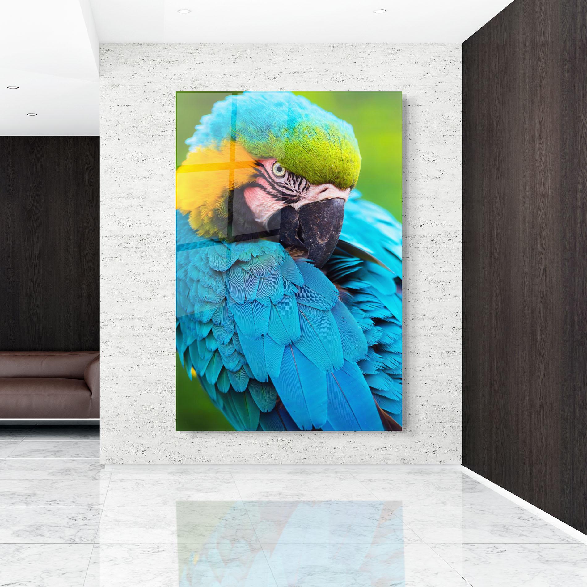 Glasbild Blue Parrot mockup 9