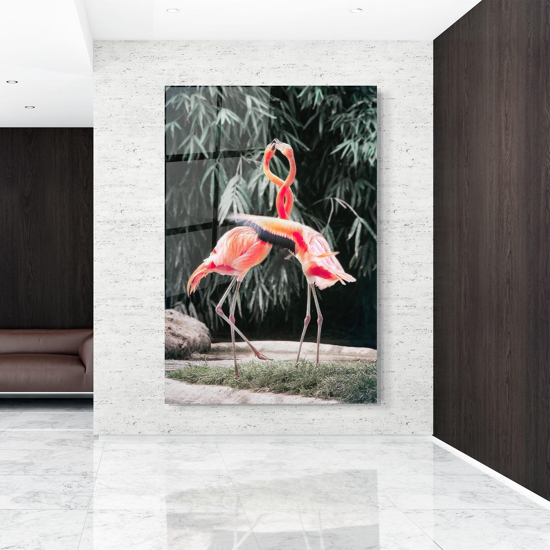 Glasbild Flamingo Love mockup 9