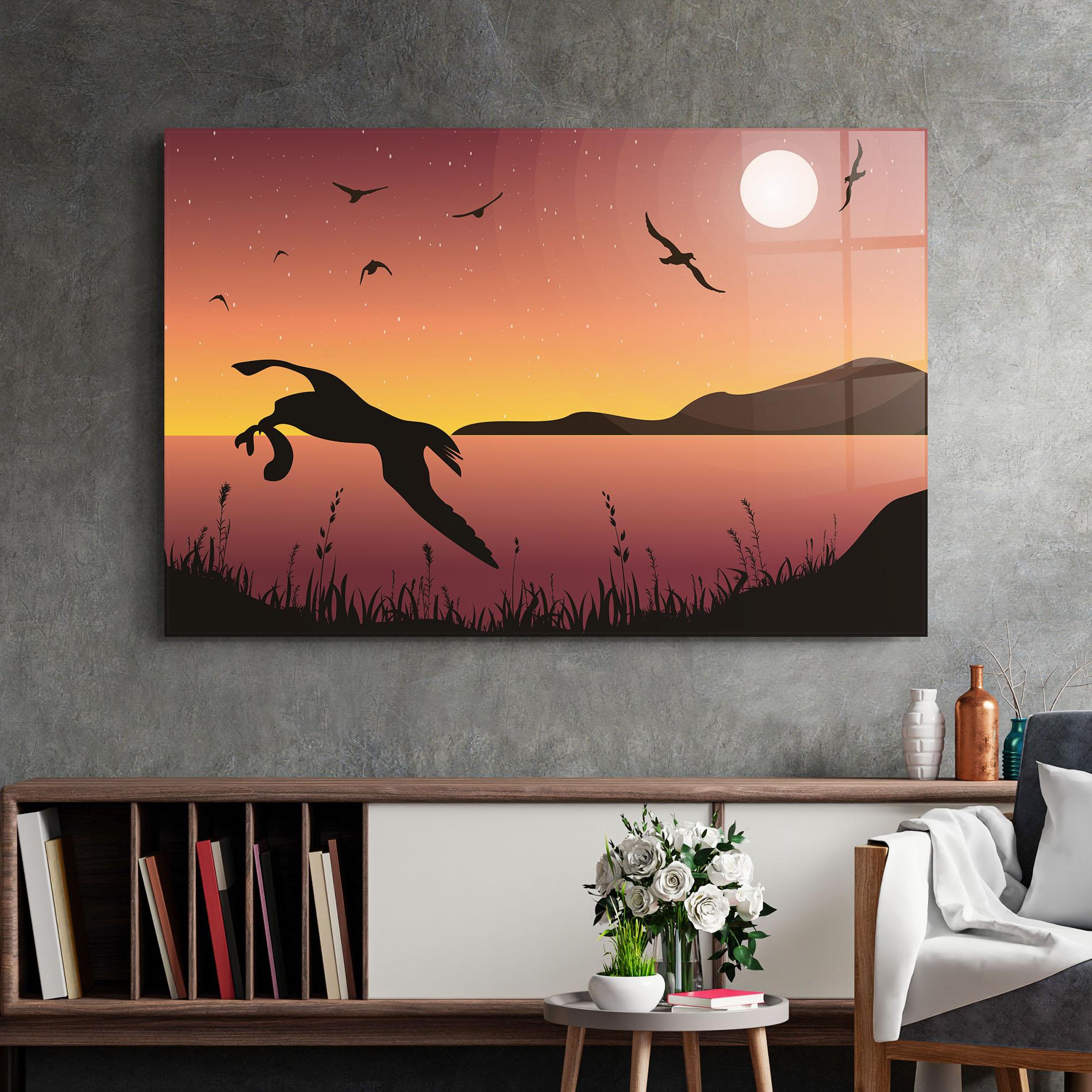 Glasbild Birds Fishing mockup 2