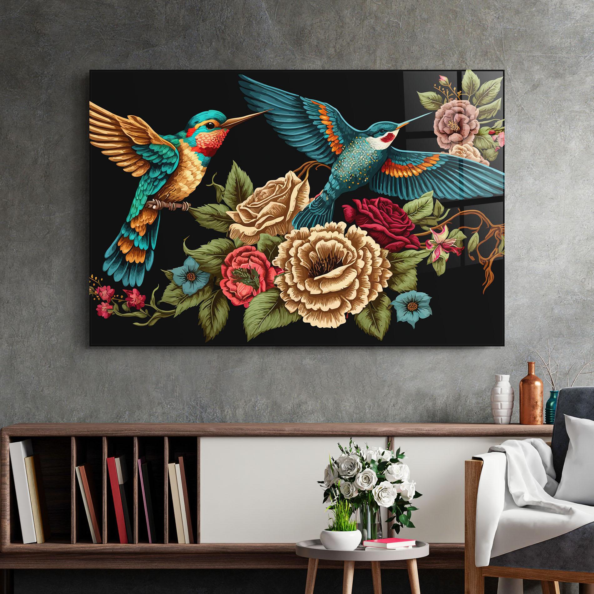 Glasbild Blue Birds mockup 2