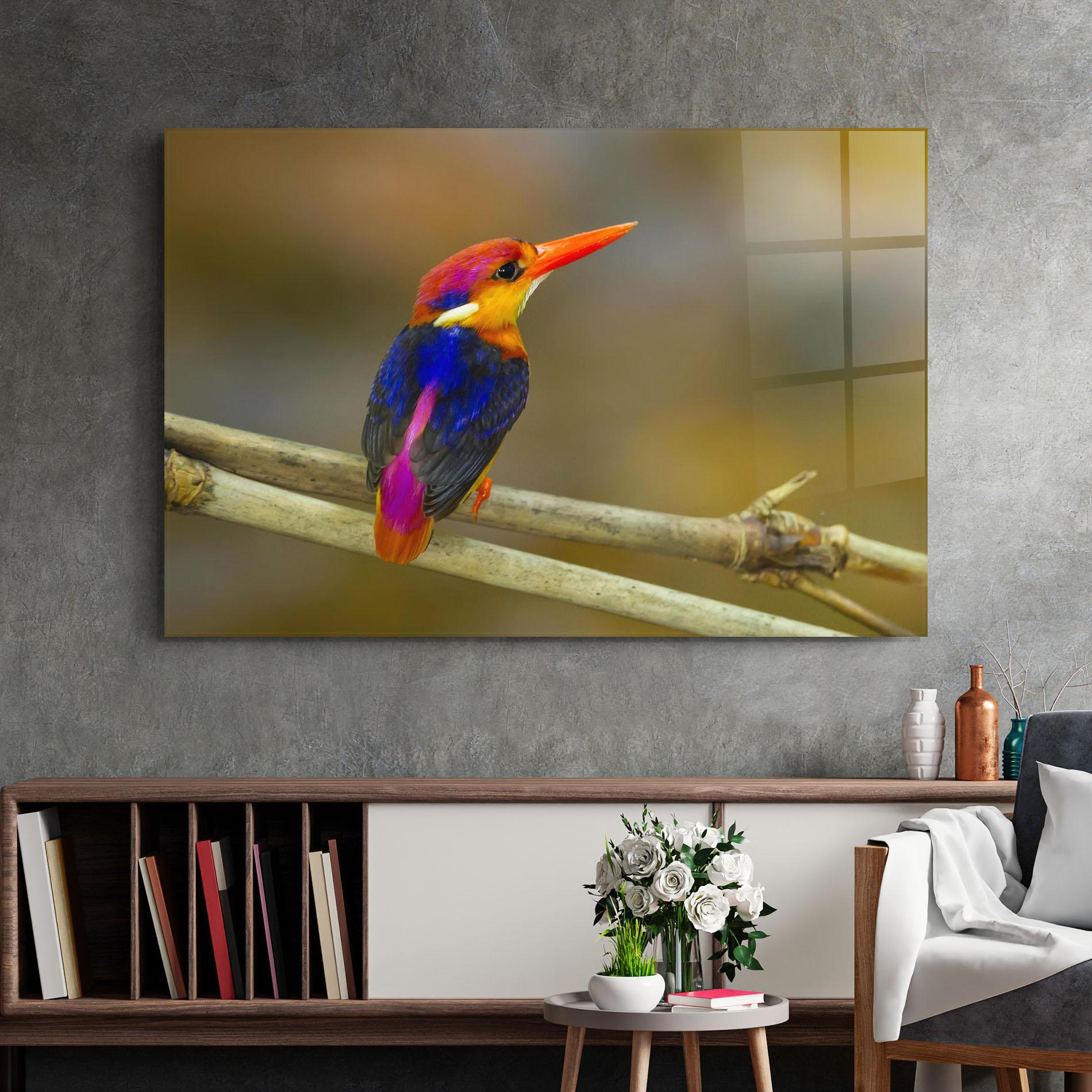 Glasbild Colorful Bird mockup 2