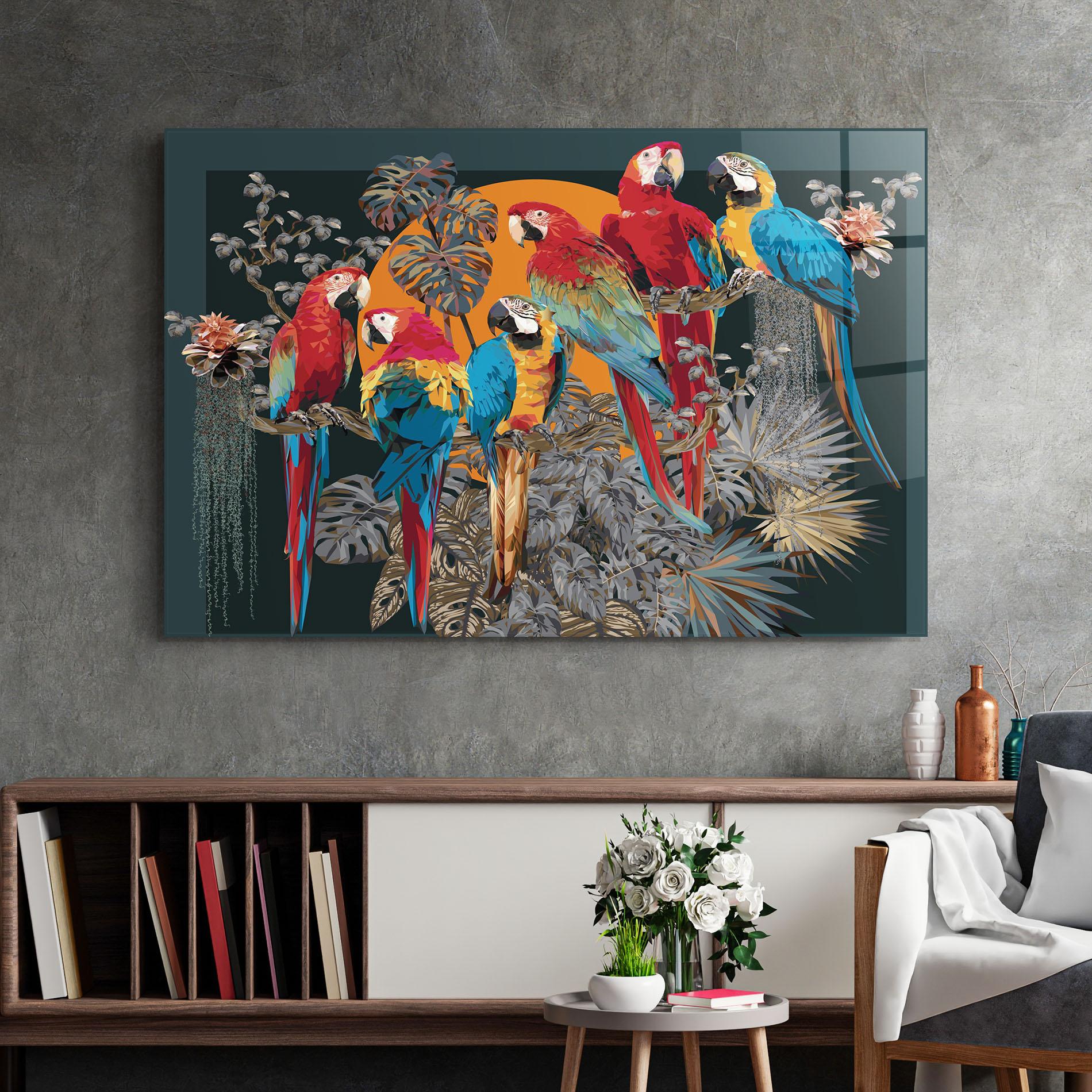 Glasbild Family Parrot mockup 2