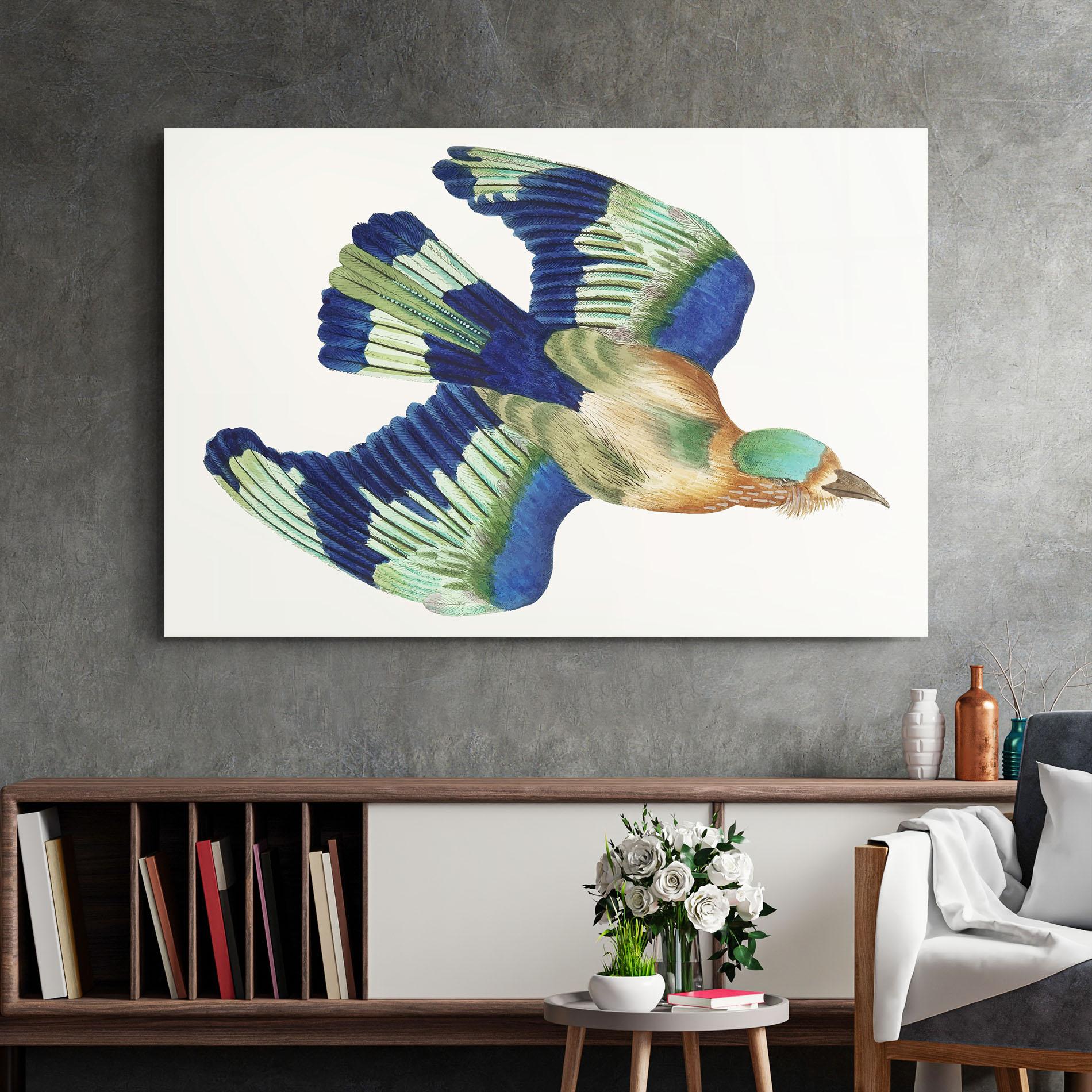 Glasbild Green Blue Bird mockup 2