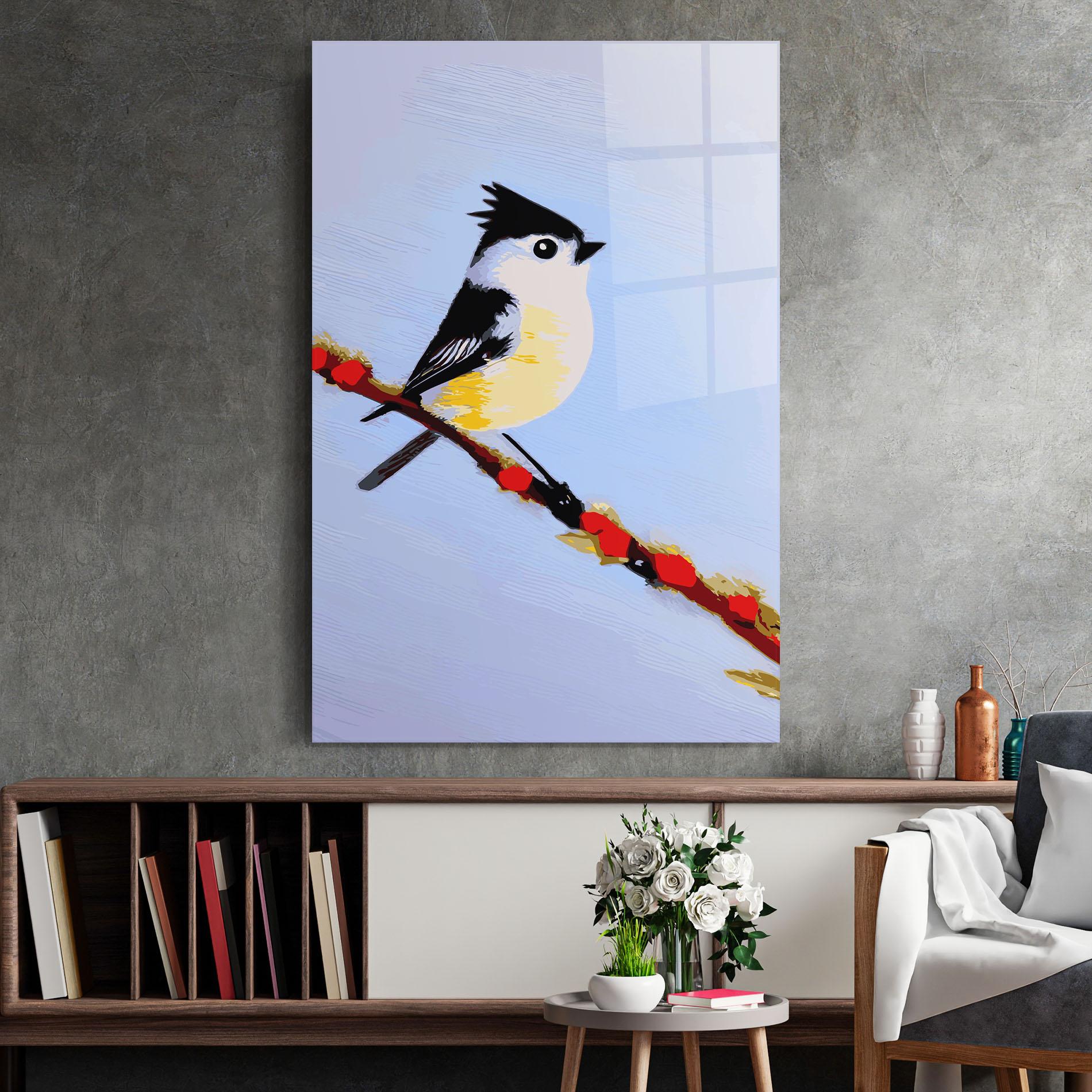 Glasbild Bird Painting mockup 2