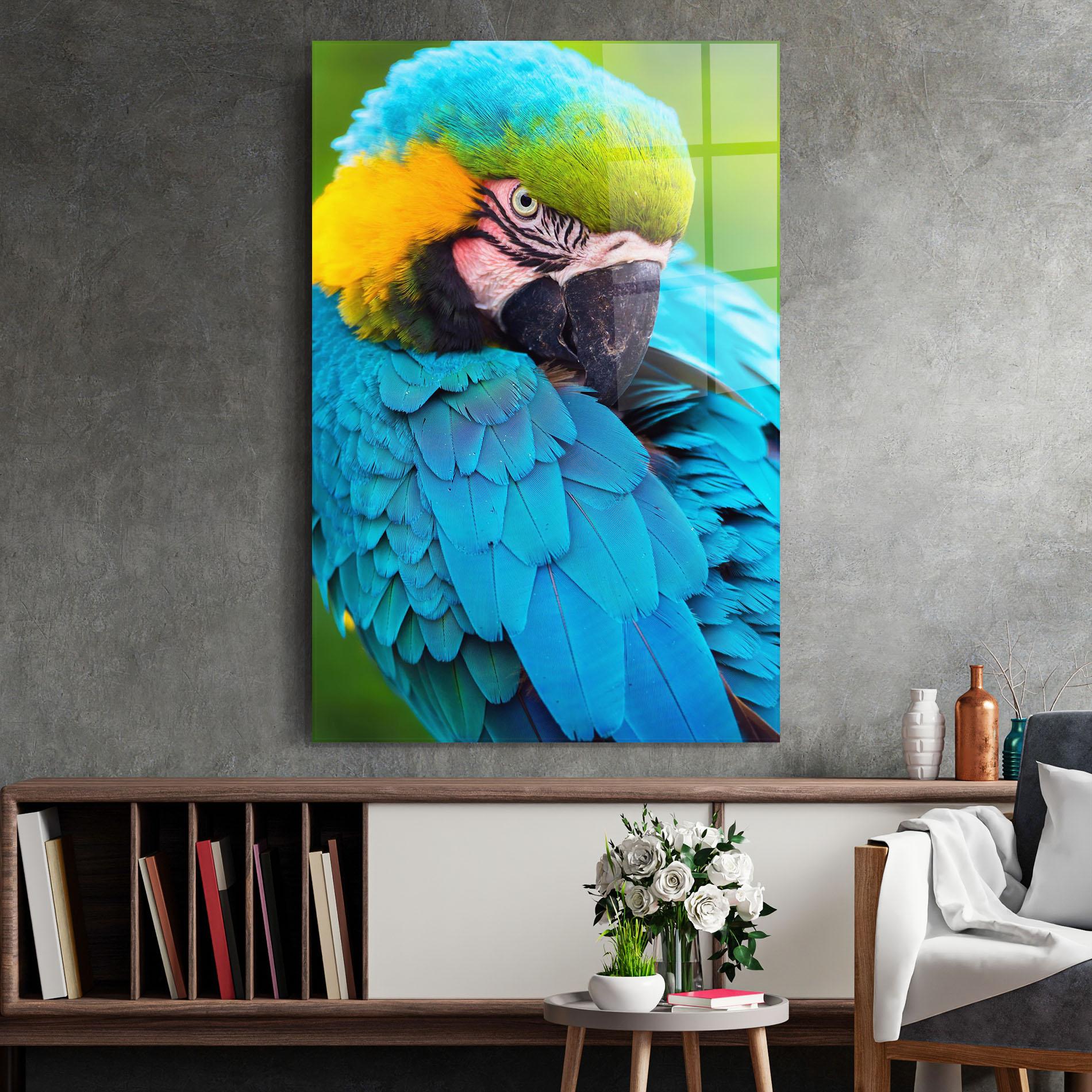 Glasbild Blue Parrot mockup 2