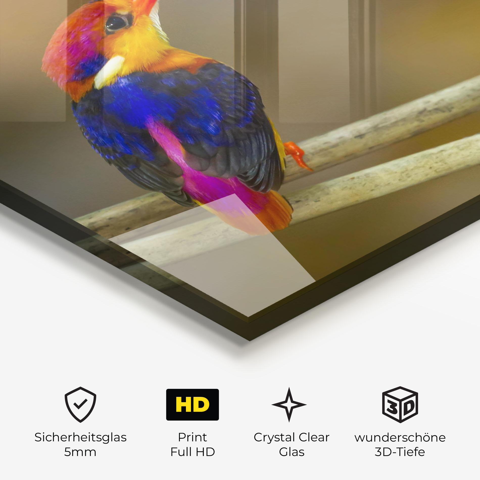 Glasbild Colorful Bird mockup 3