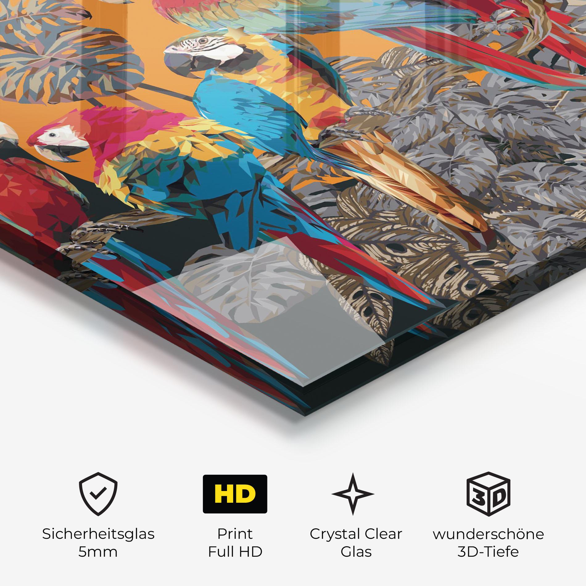 Glasbild Family Parrot mockup 3