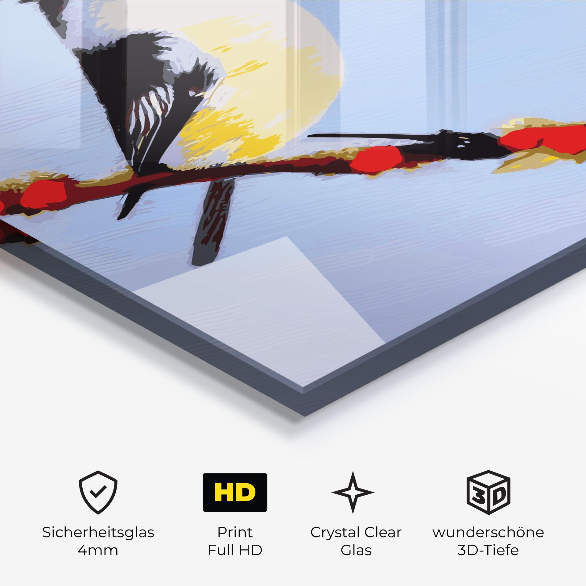 Glasbild Bird Painting mockup 3