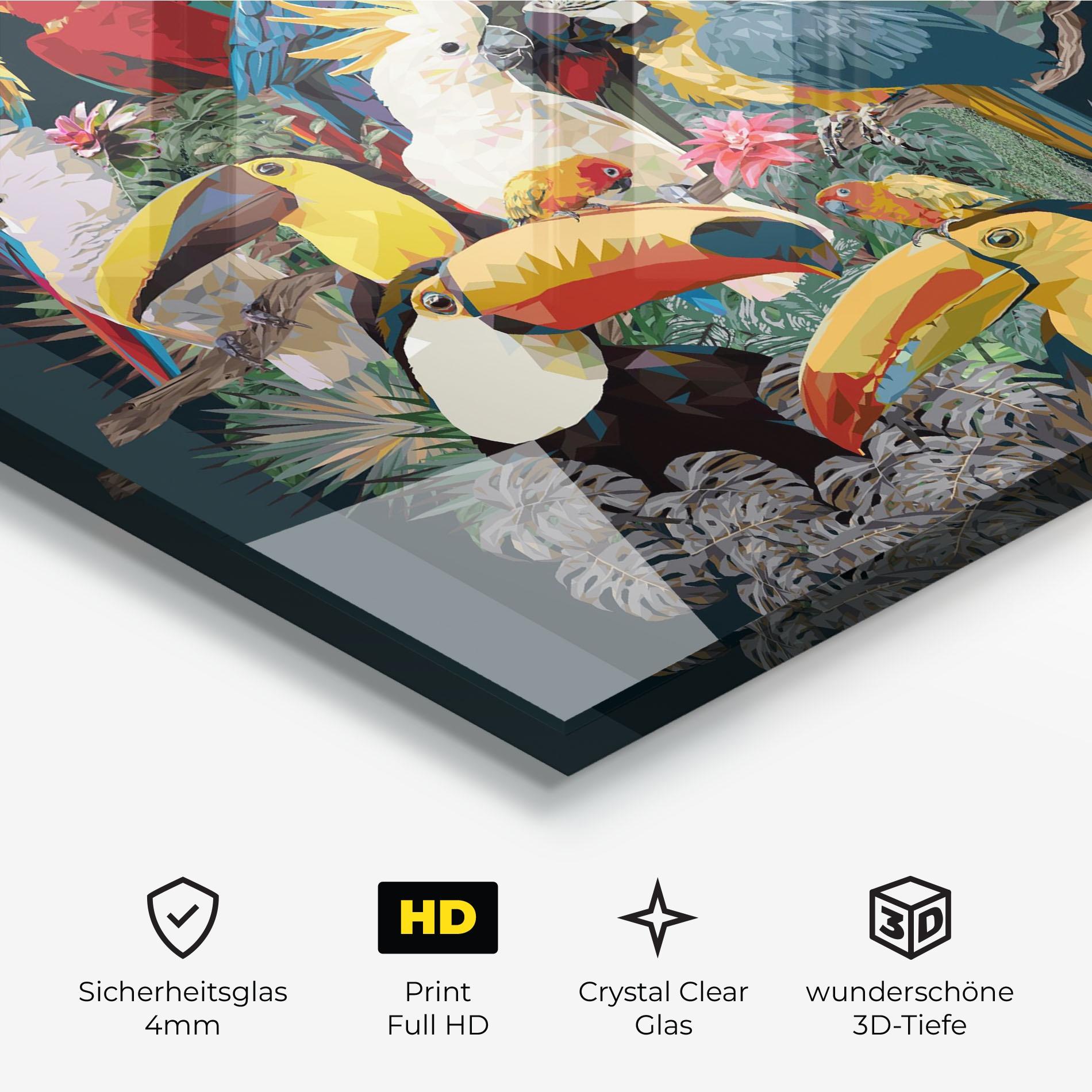 Glasbild Birds And Plants mockup 3