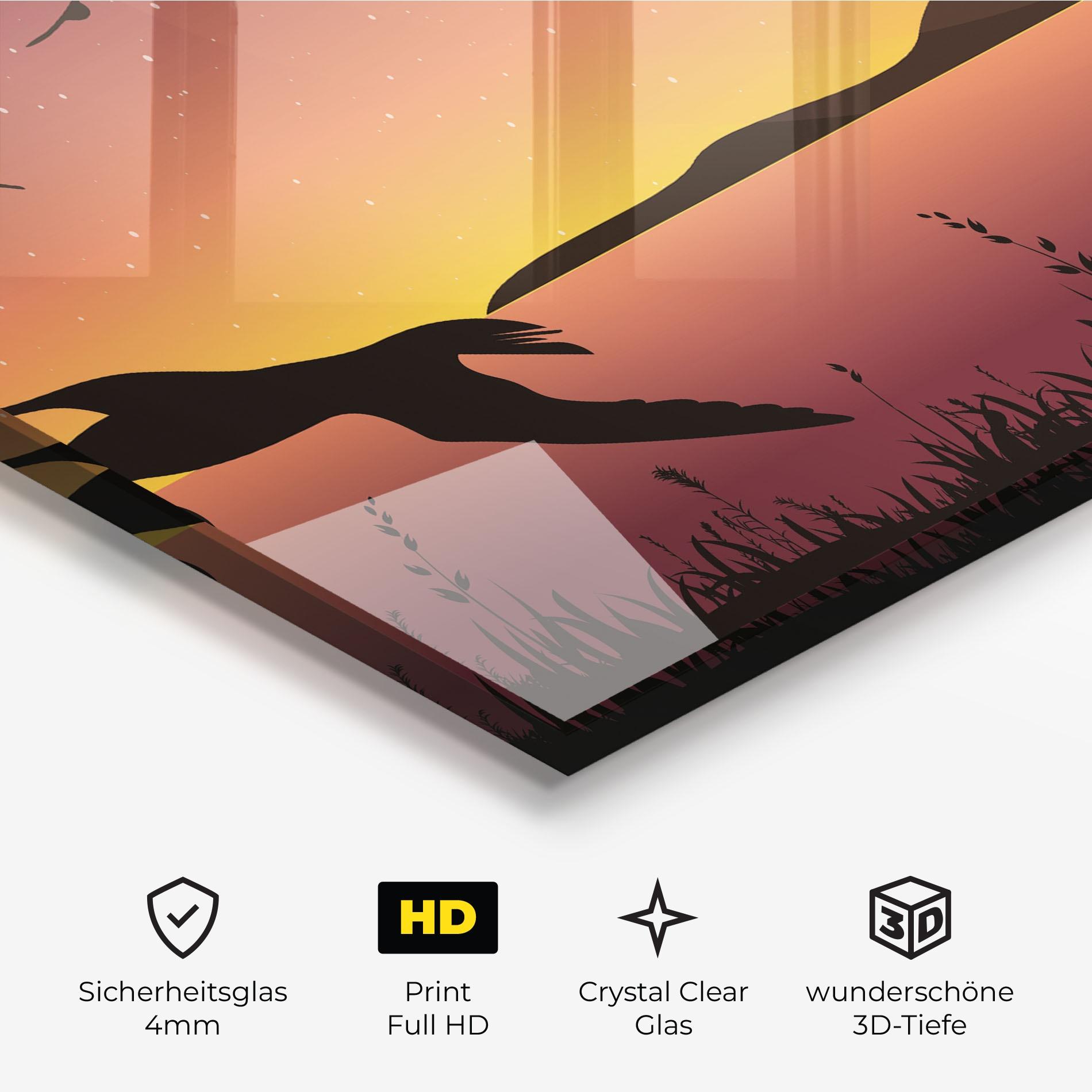 Glasbild Birds Fishing mockup 3