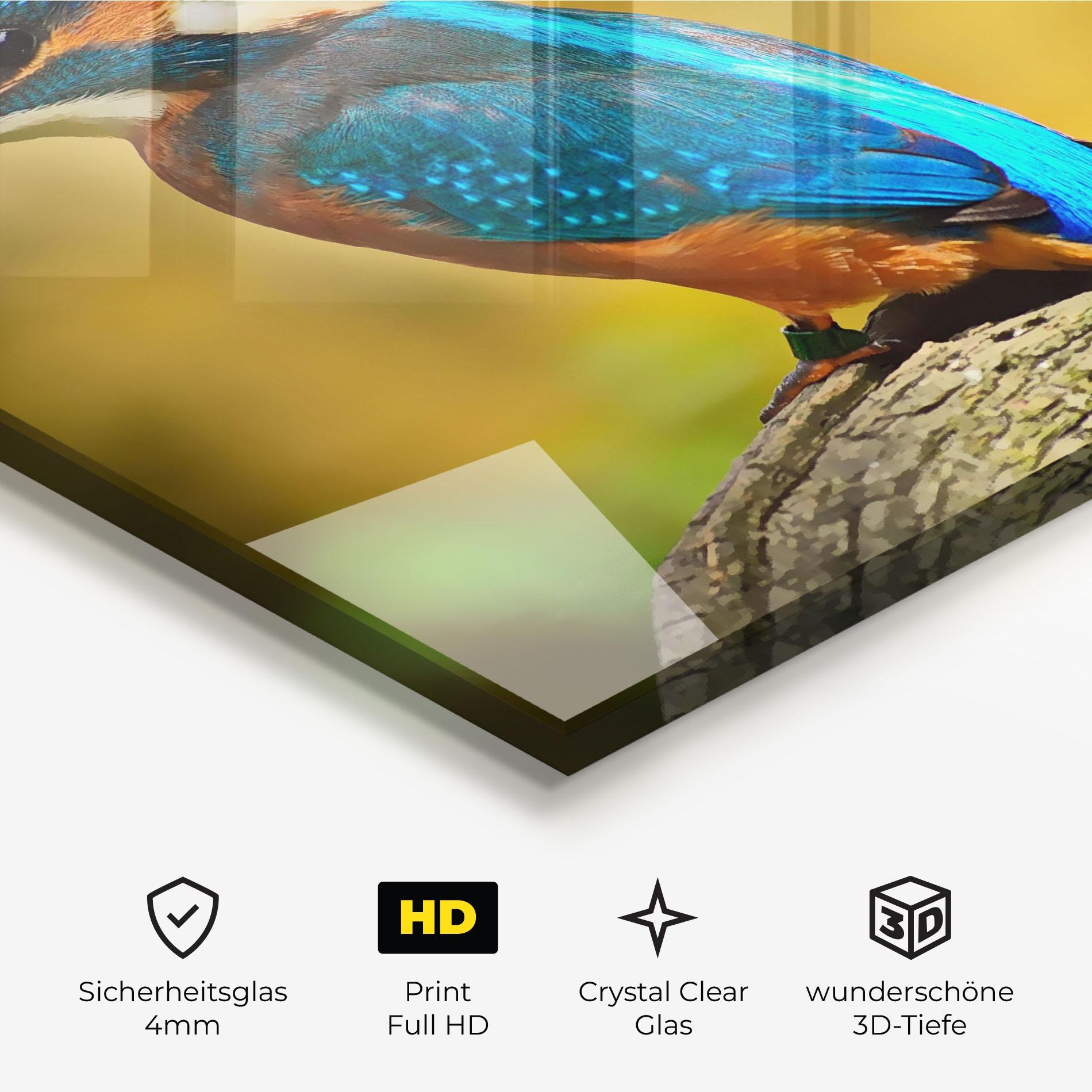 Glasbild Cute Blue Bird mockup 3