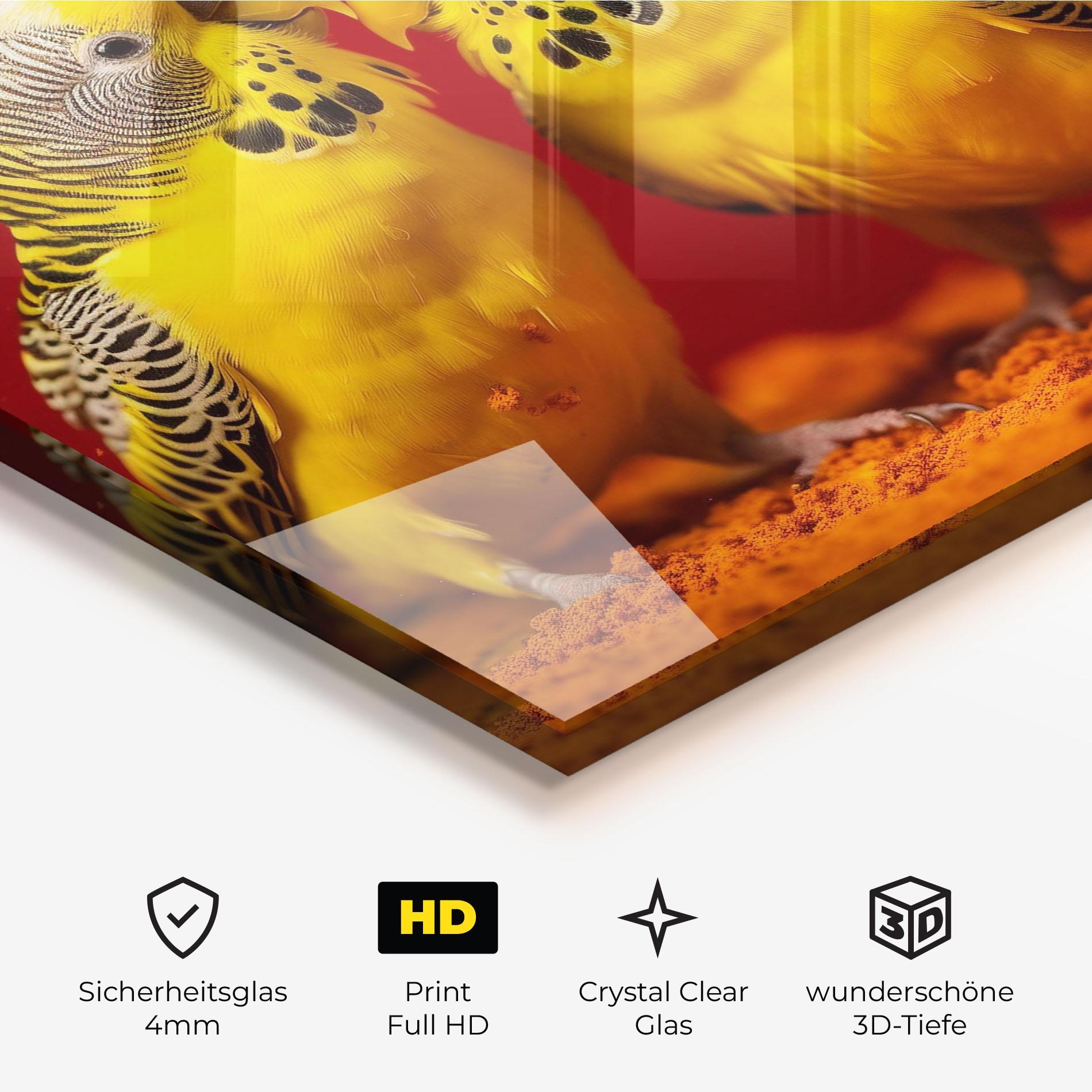 Glasbild Cute Yellow Birds mockup 3