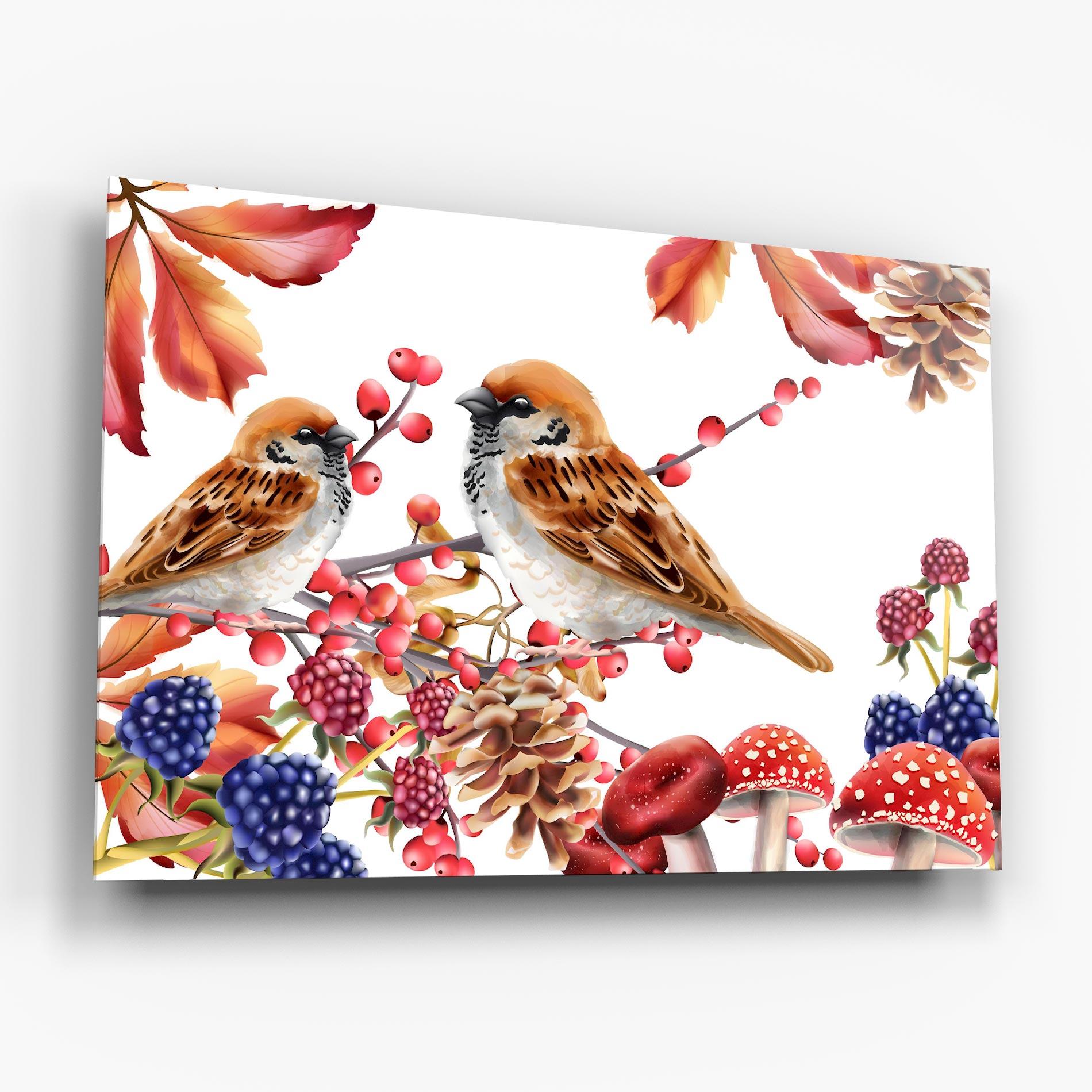 Glasbild Birds And Berries mockup 6