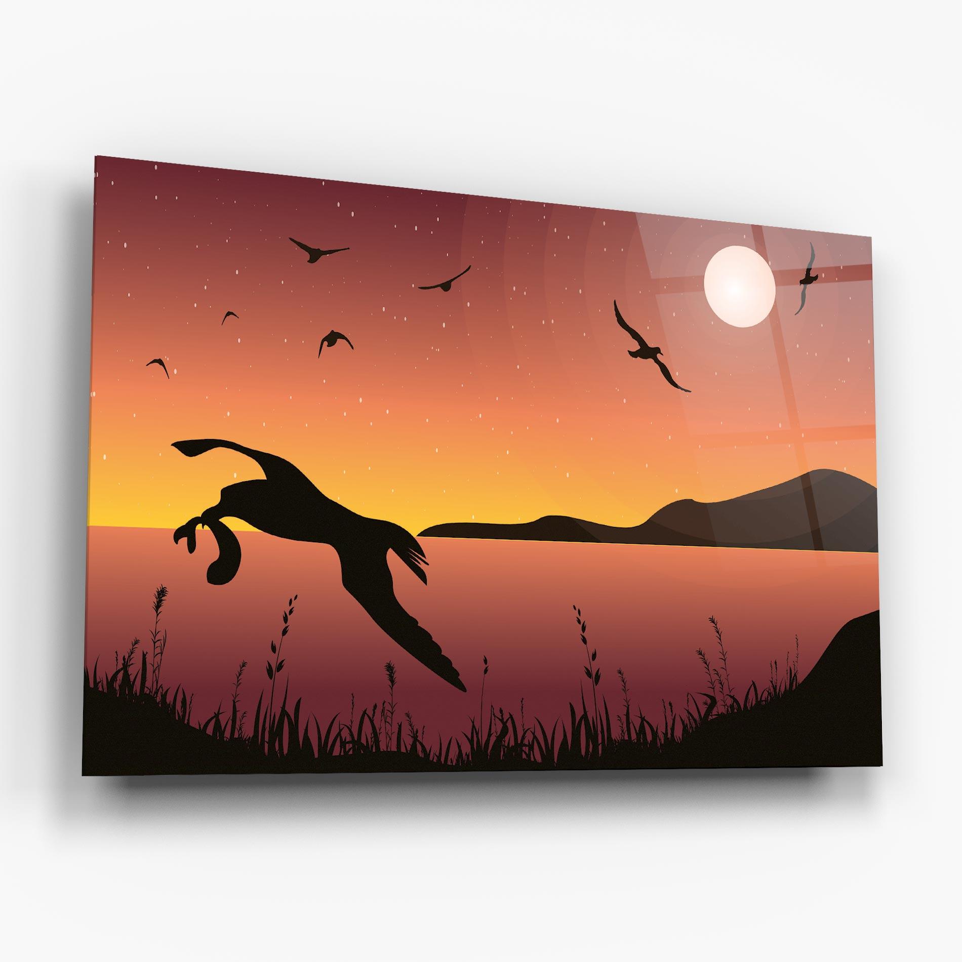 Glasbild Birds Fishing mockup 6