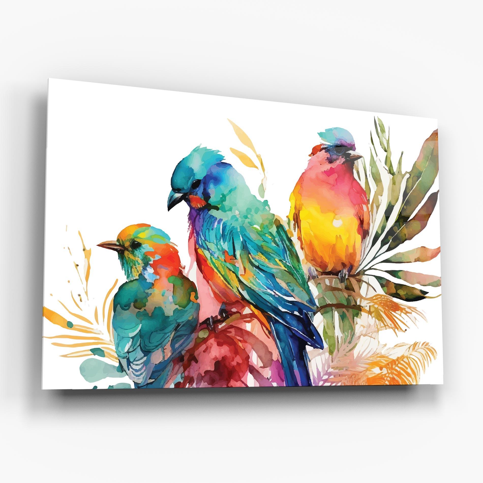 Glasbild Colorful Birds mockup 6
