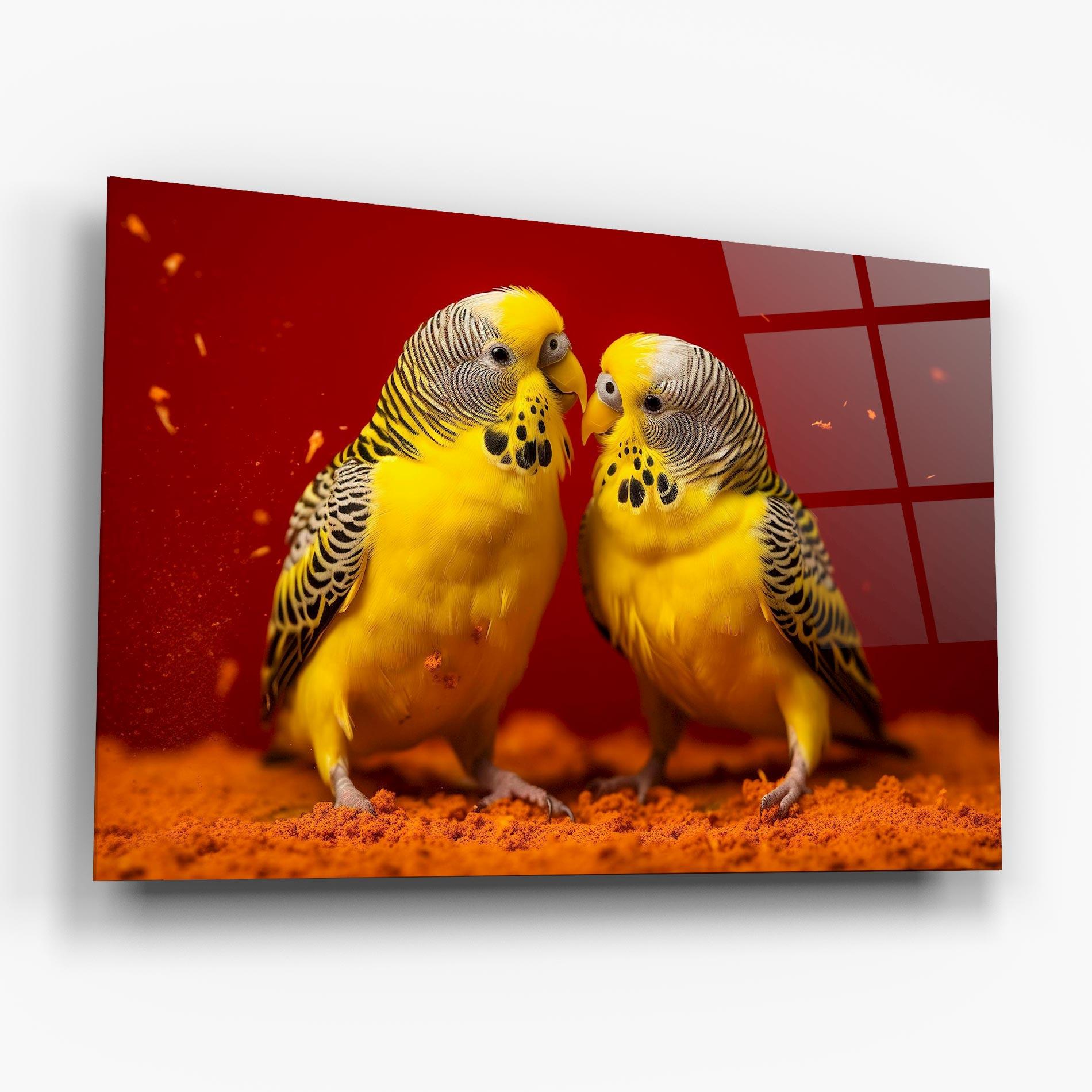 Glasbild Cute Yellow Birds mockup 6
