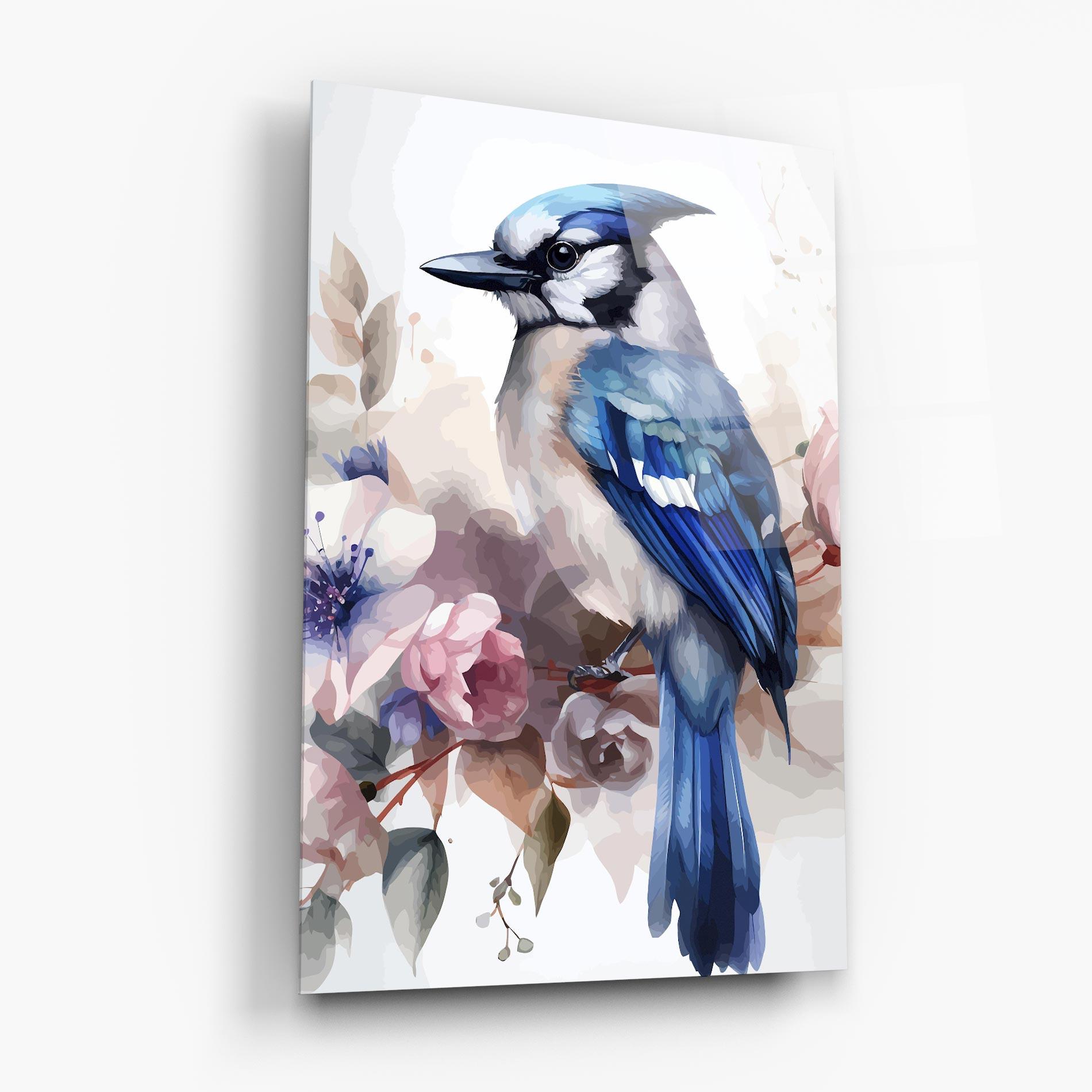 Glasbild Bird Pretty Blue mockup 6