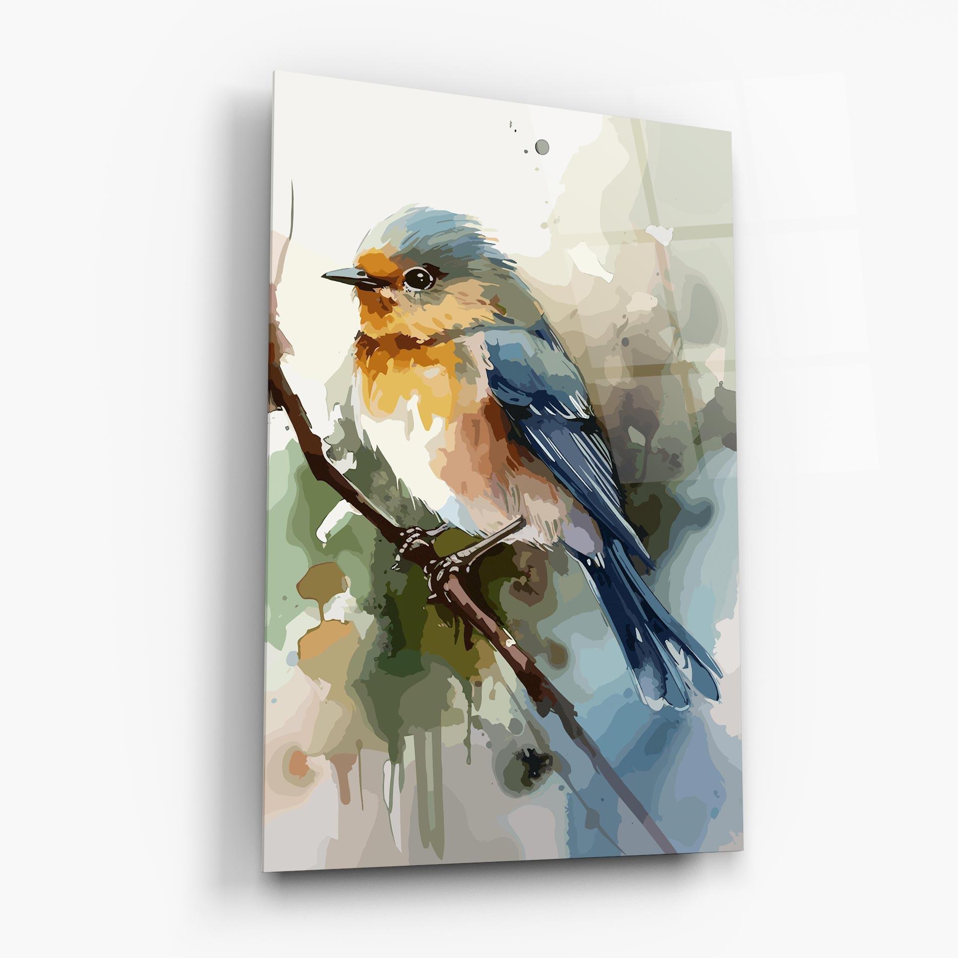 Glasbild Blue Pretty Bird mockup 6