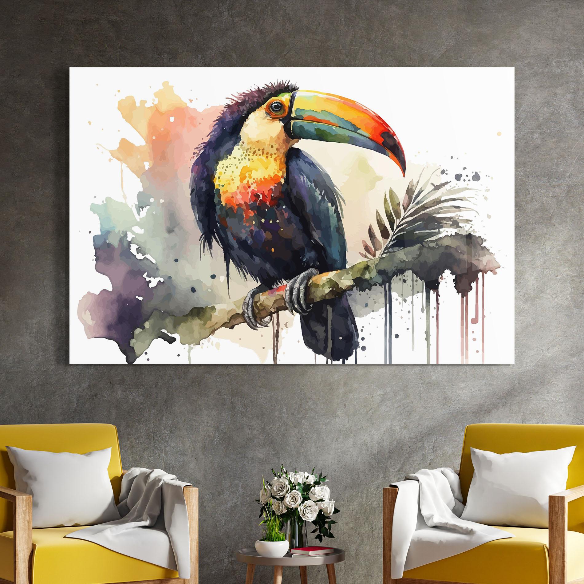 Glasbild Beautiful Toucan Art mockup 4