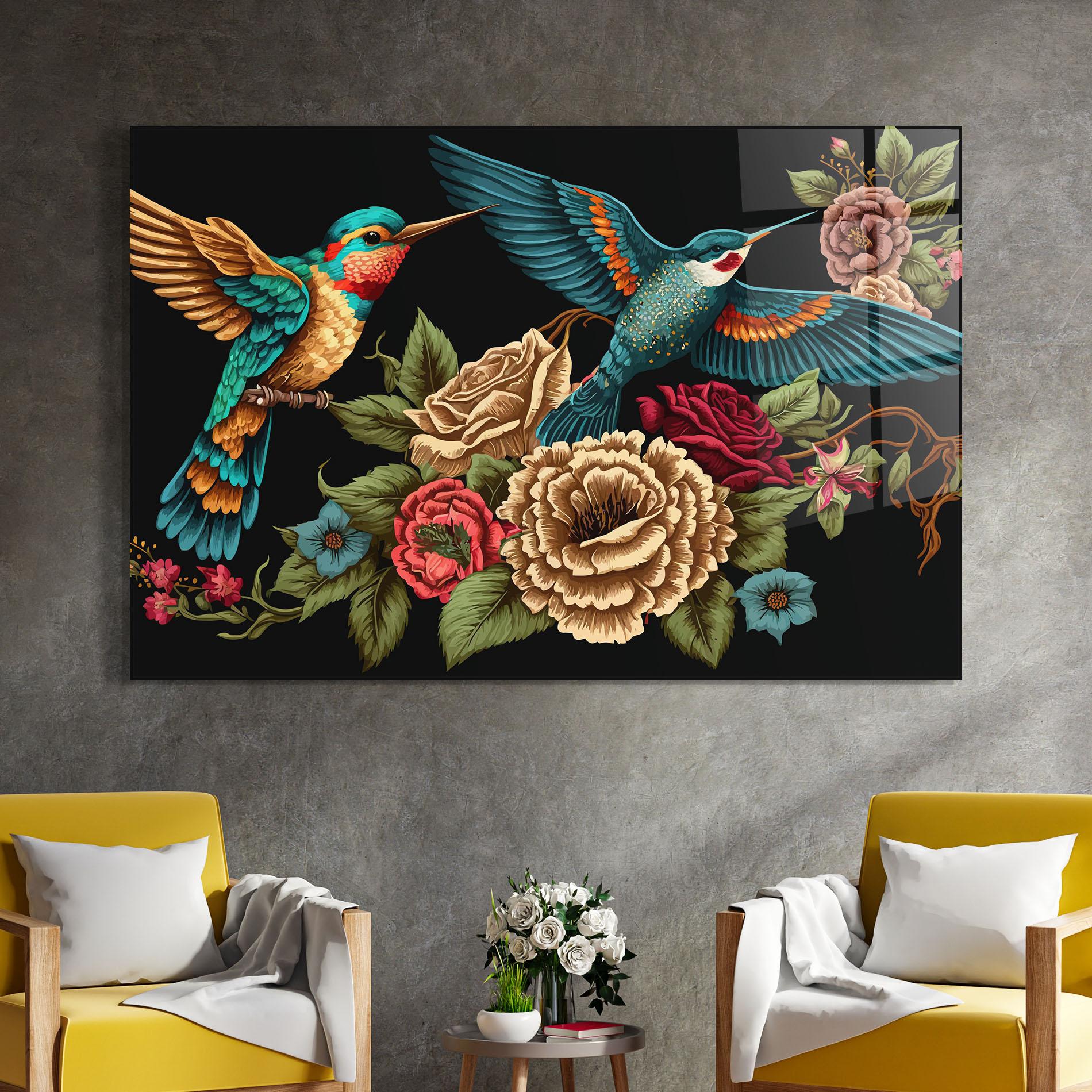 Glasbild Blue Birds mockup 4