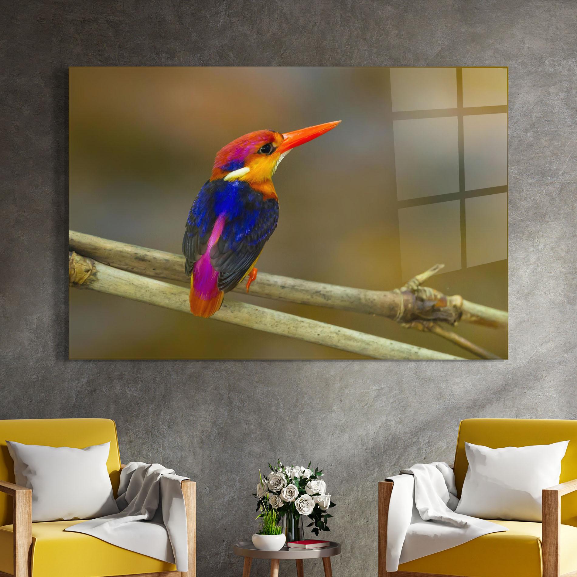 Glasbild Colorful Bird mockup 4