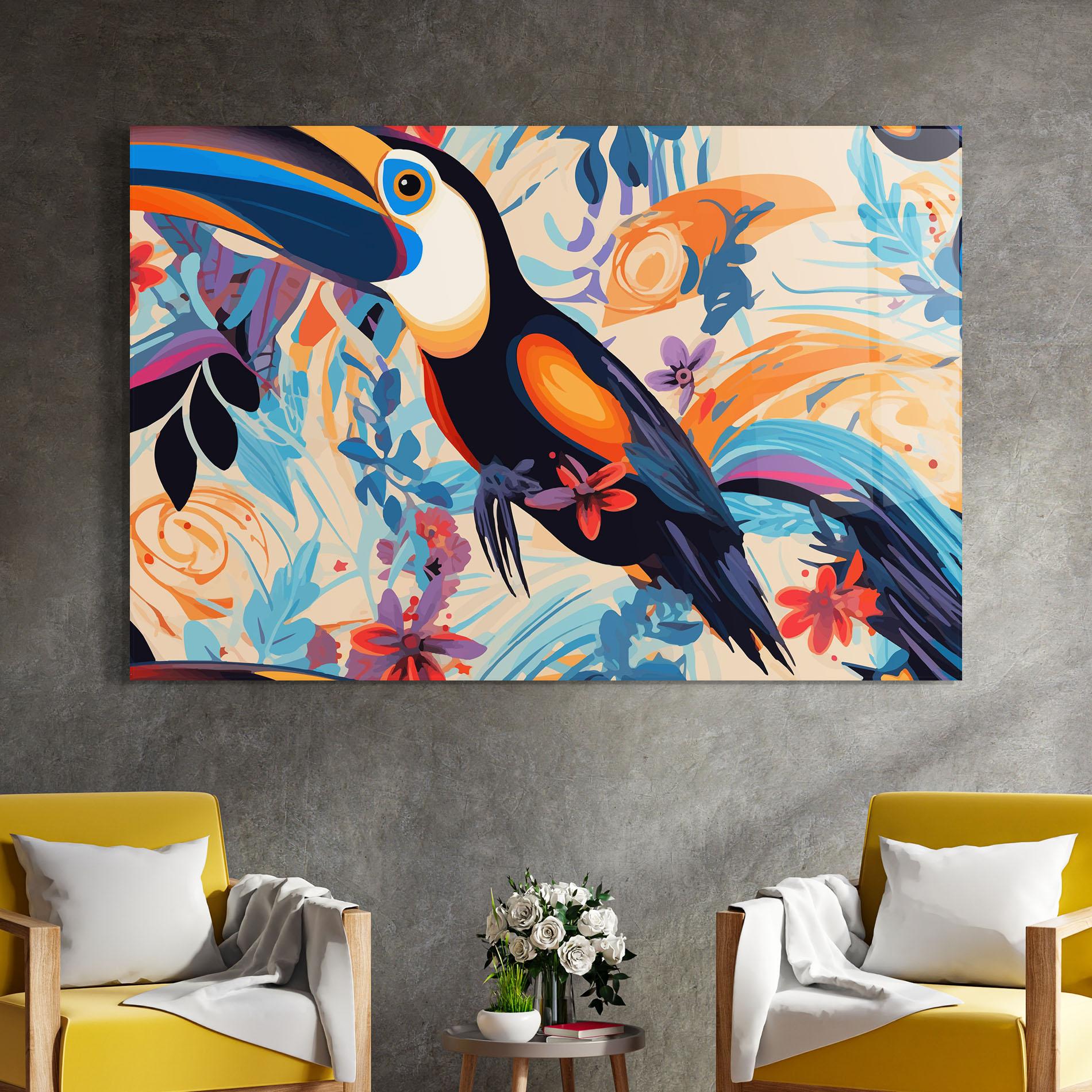Glasbild Colorful Toucan mockup 4