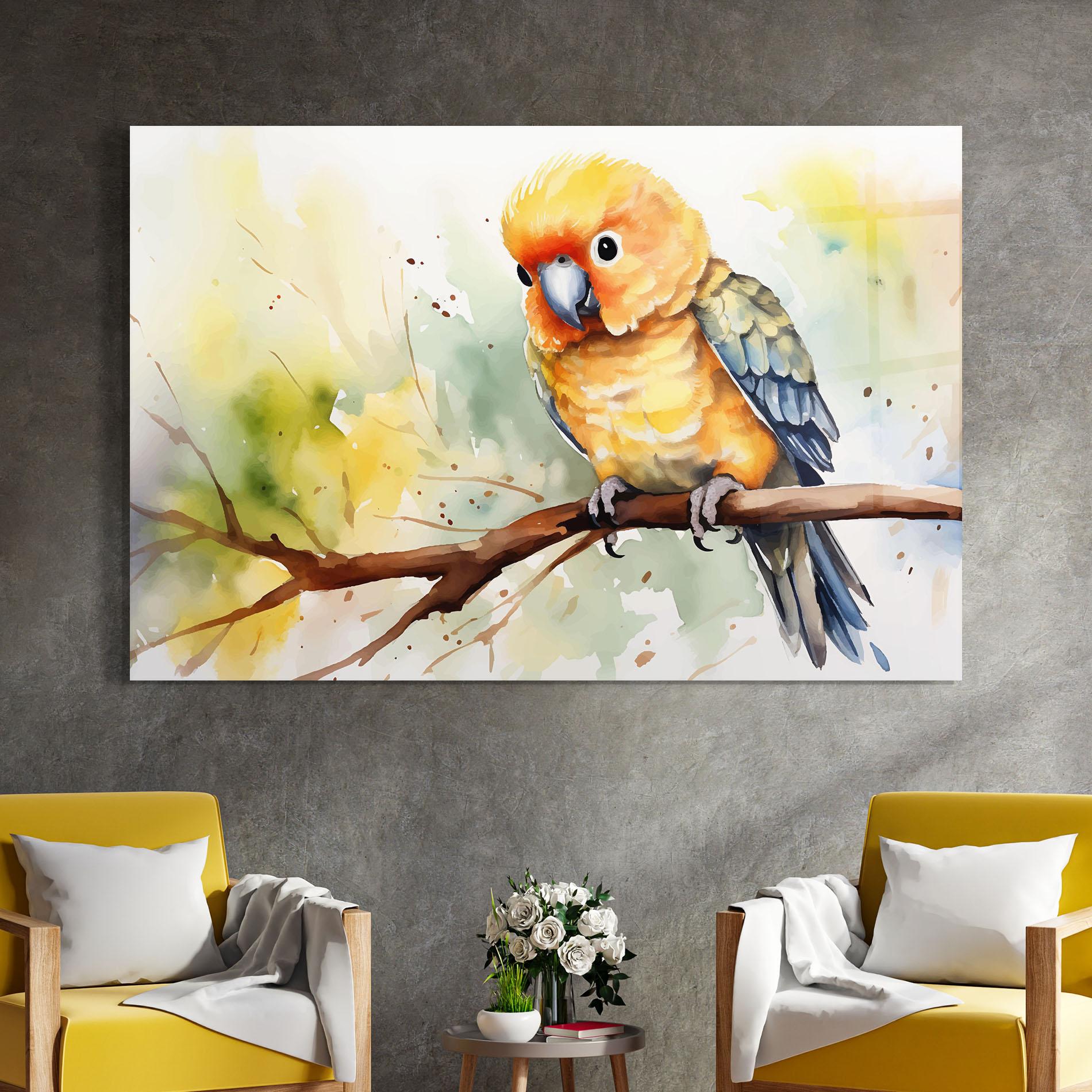 Glasbild Cute Baby Parrot mockup 4