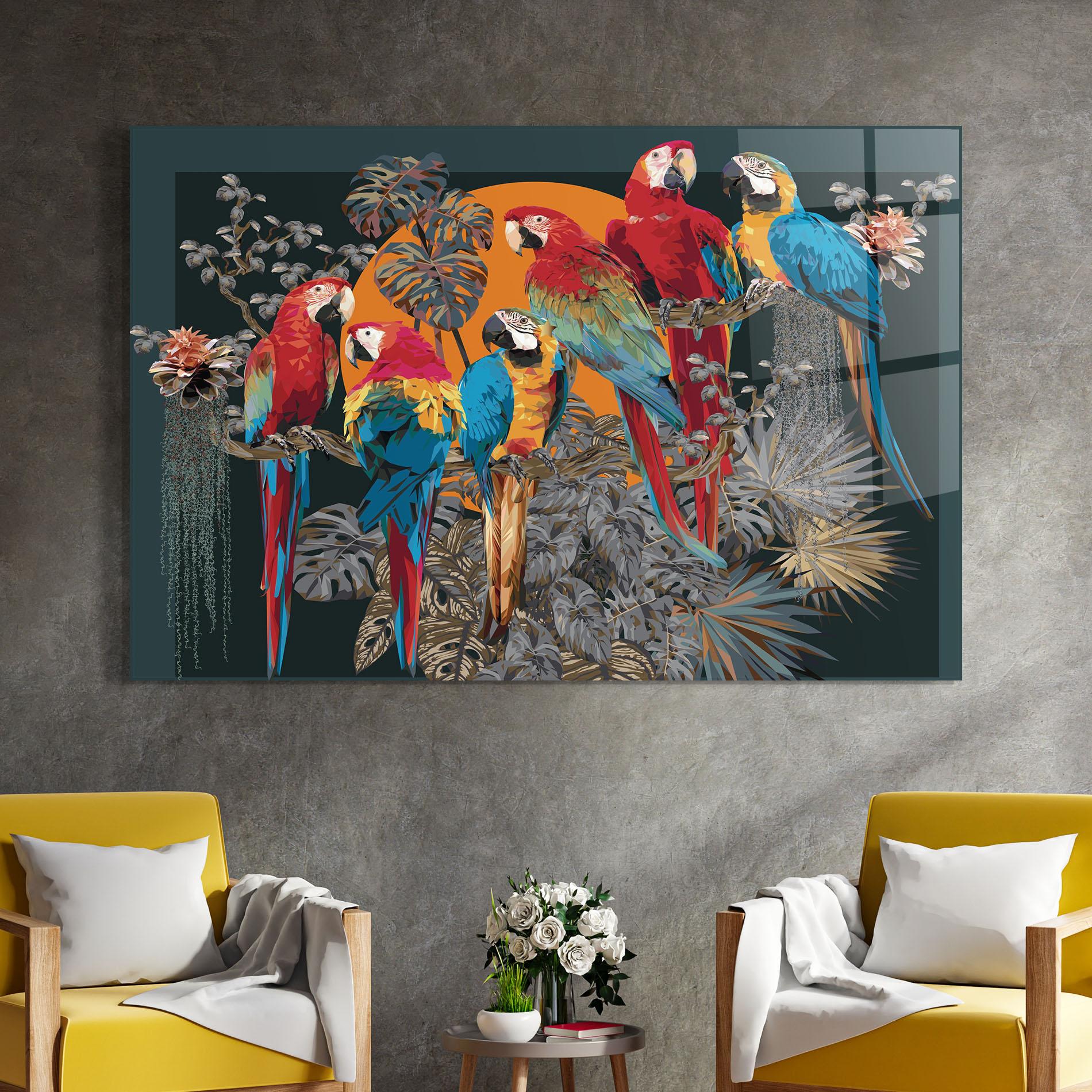 Glasbild Family Parrot mockup 4