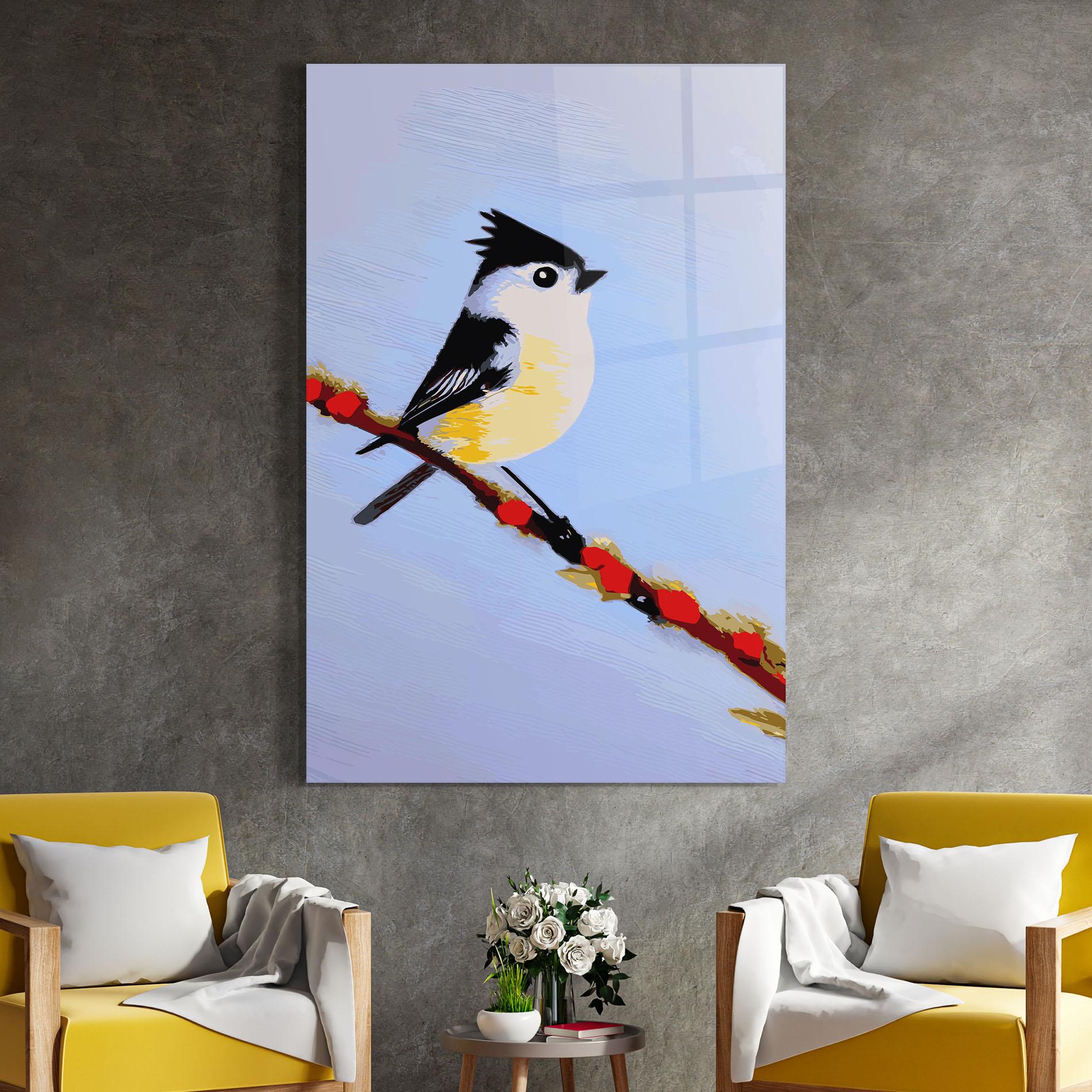 Glasbild Bird Painting mockup 4