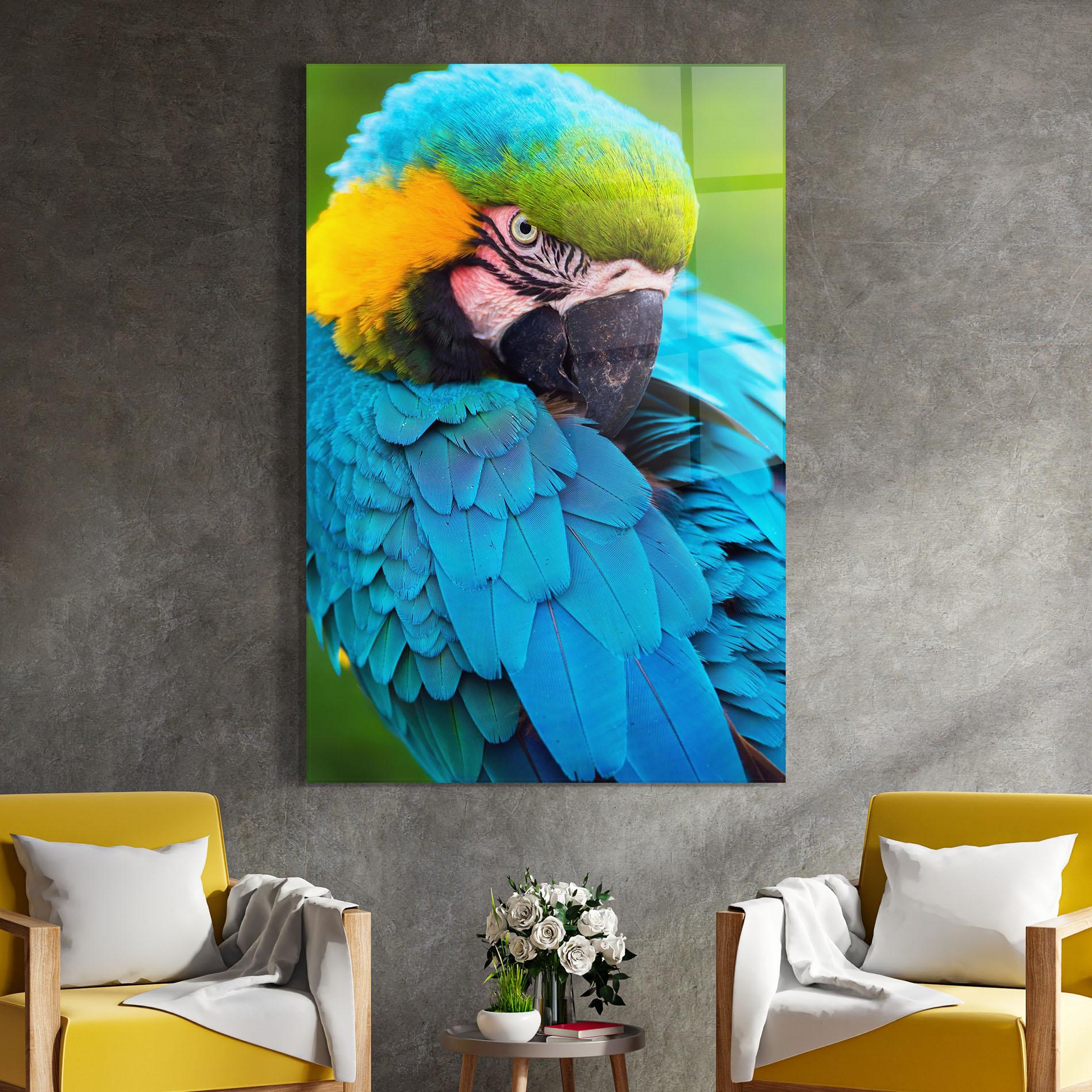 Glasbild Blue Parrot mockup 4