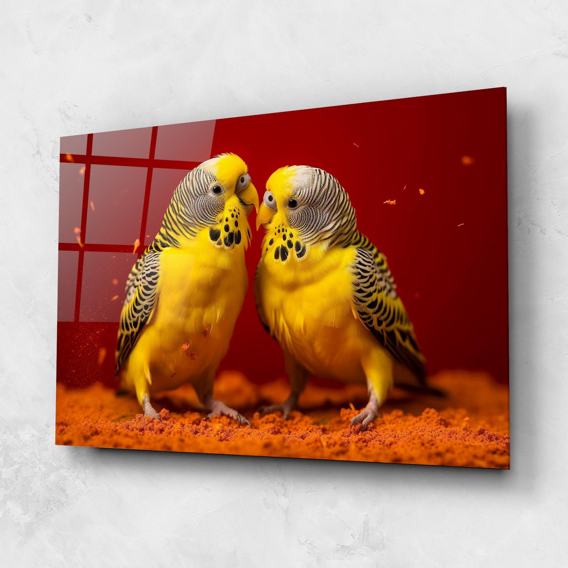 Glasbild Cute Yellow Birds mockup 1