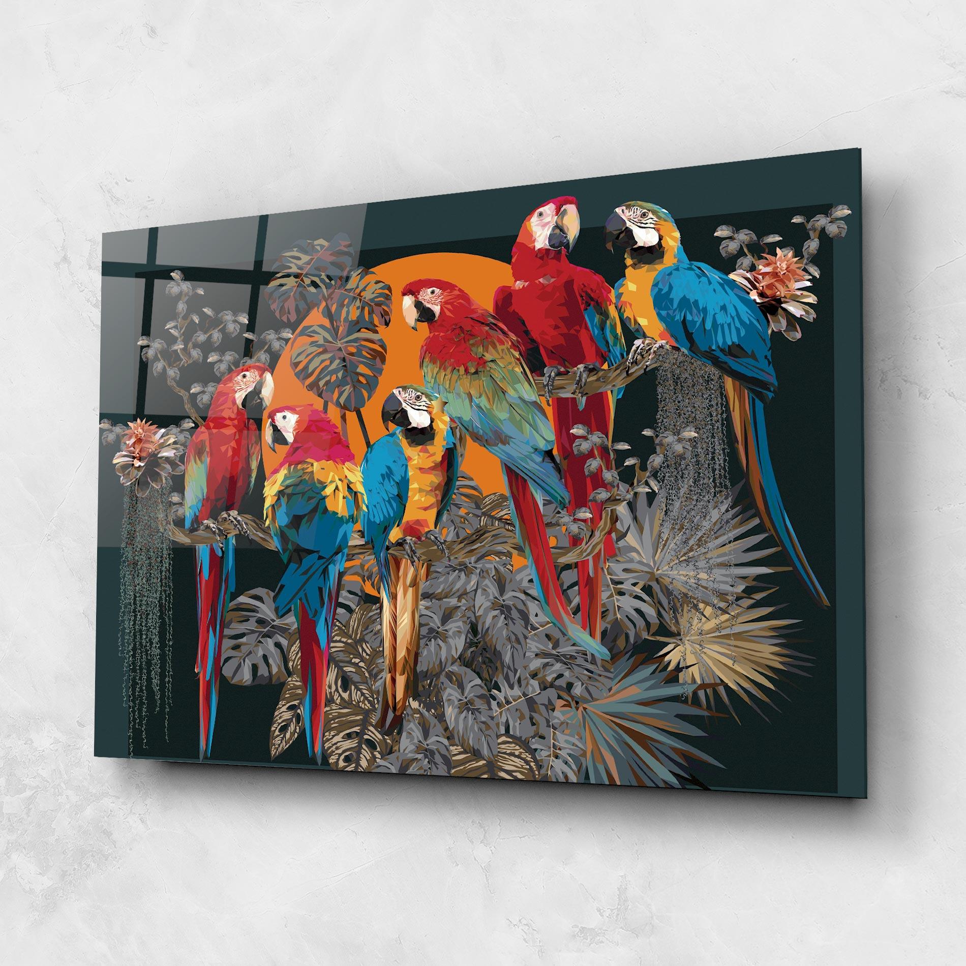 Glasbild Family Parrot mockup 1