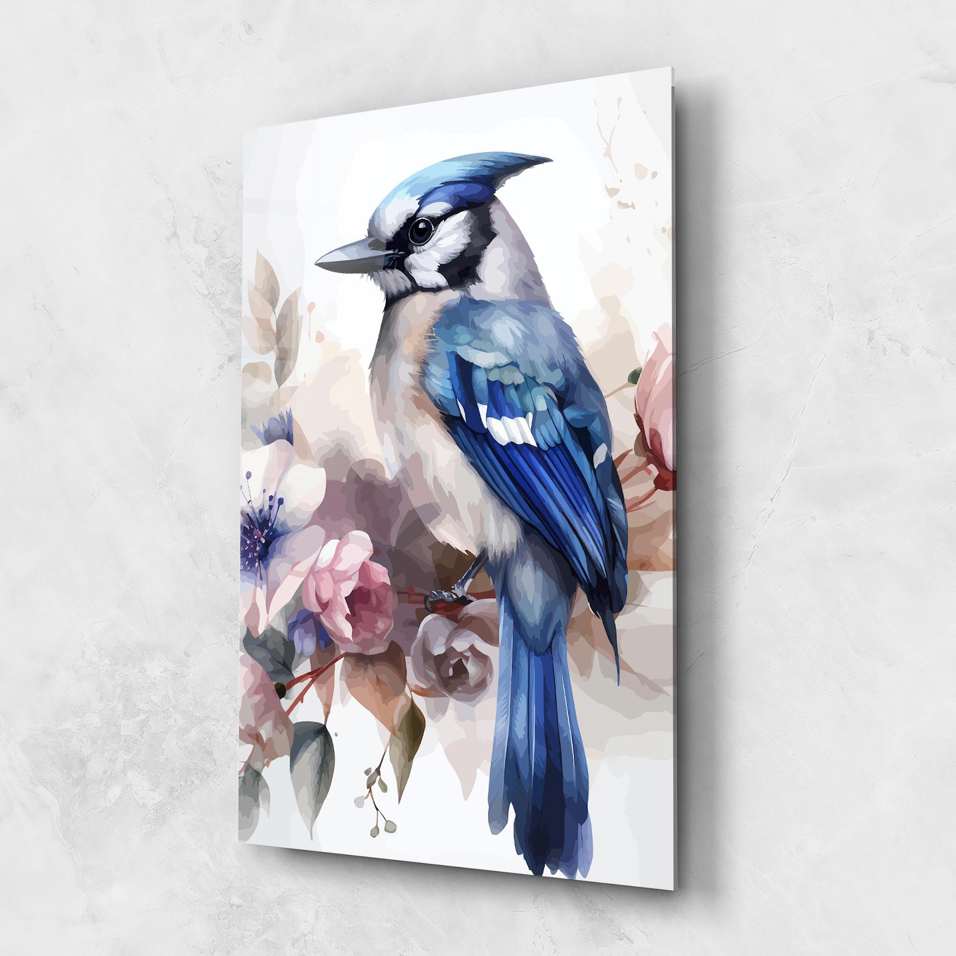 Glasbild Bird Pretty Blue mockup 1