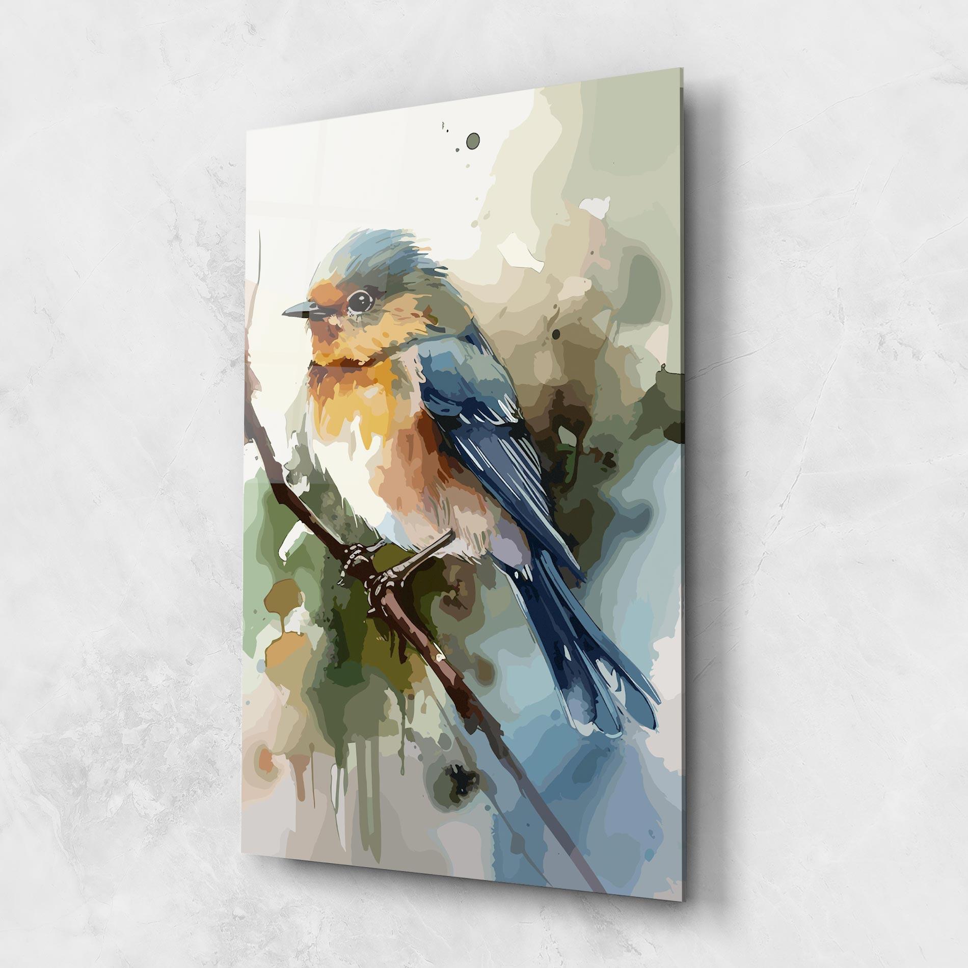 Glasbild Blue Pretty Bird mockup 1