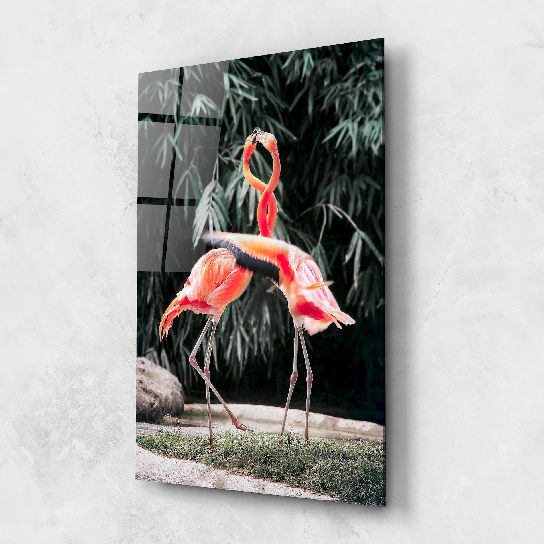 Glasbild Flamingo Love mockup 1