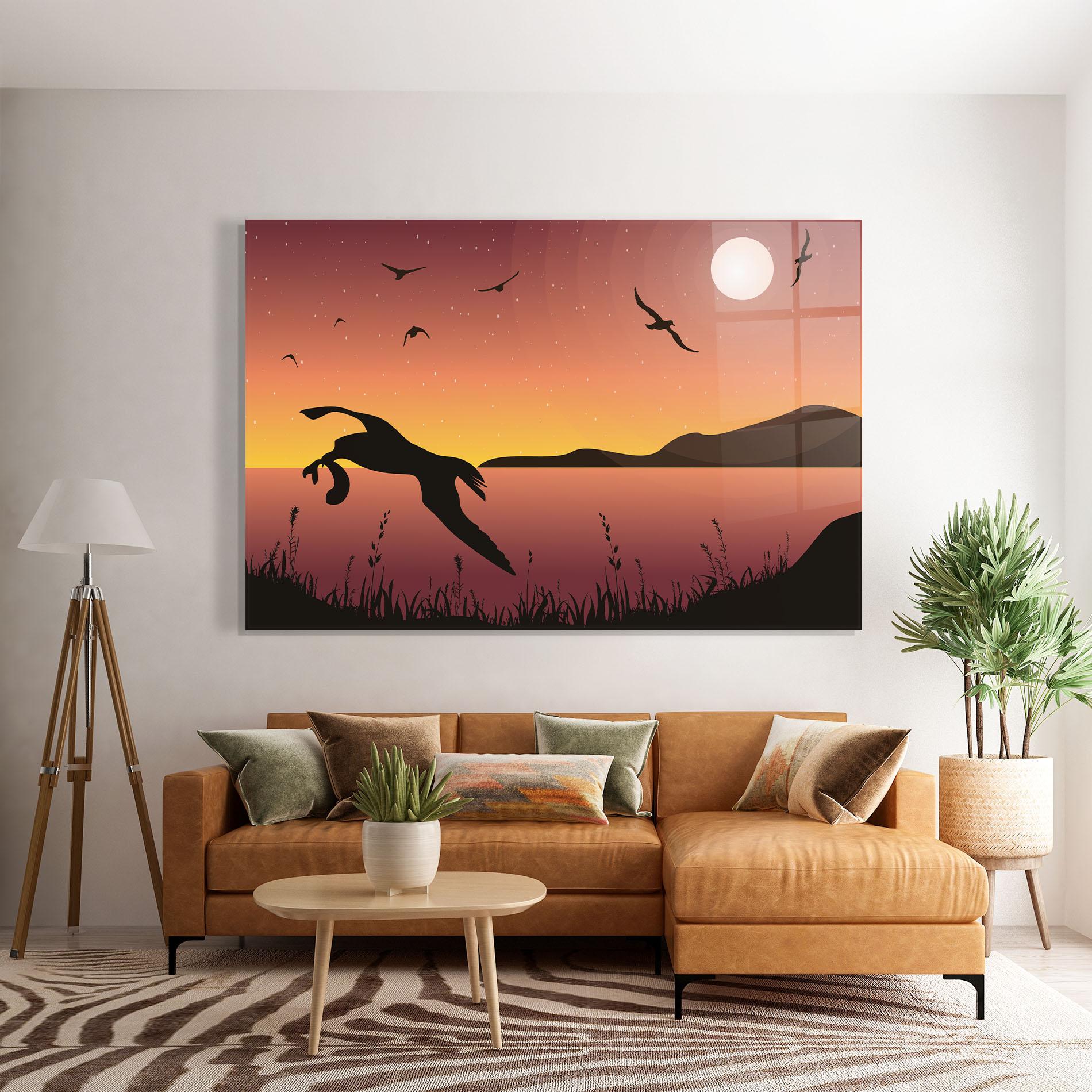 Glasbild Birds Fishing mockup 7