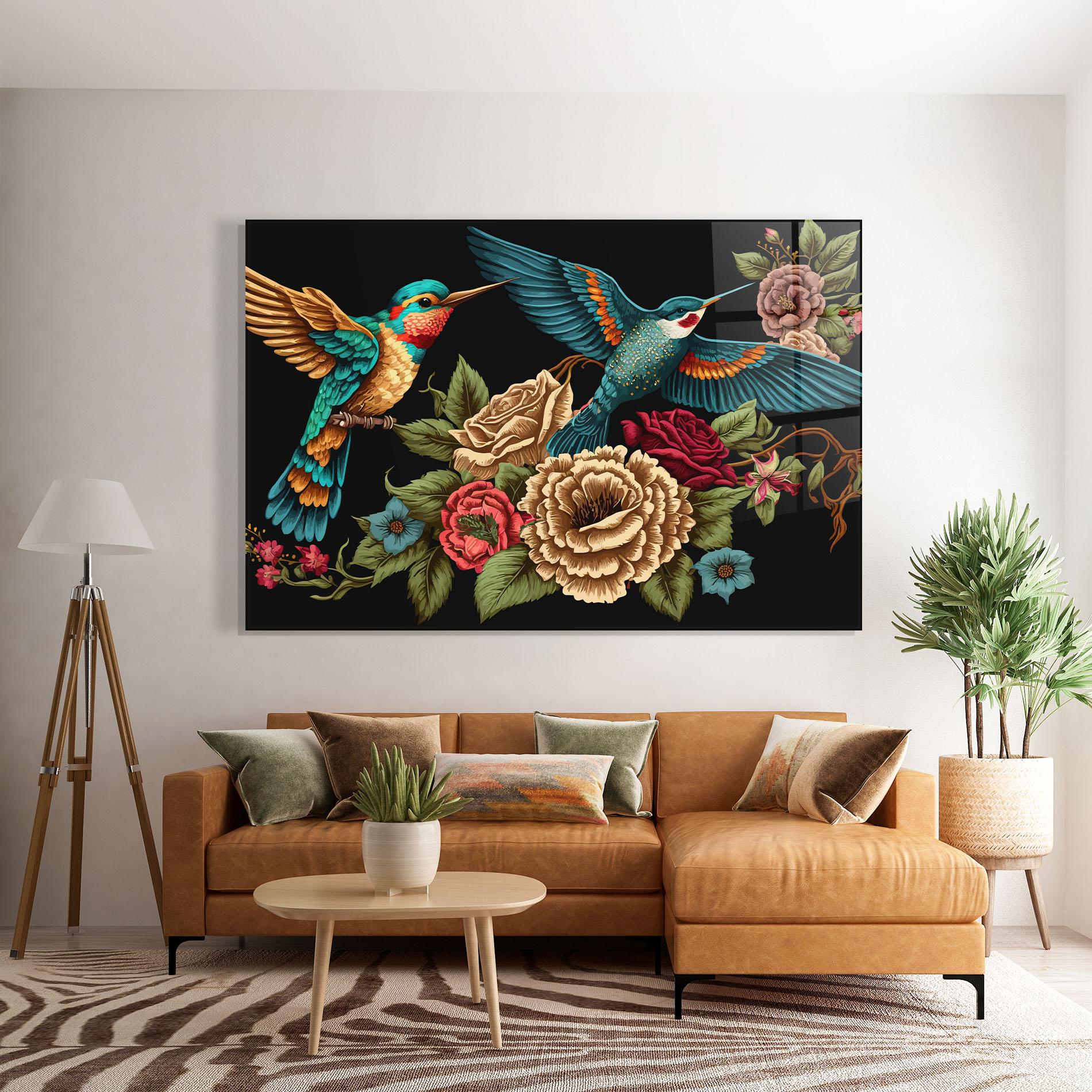 Glasbild Blue Birds mockup 7