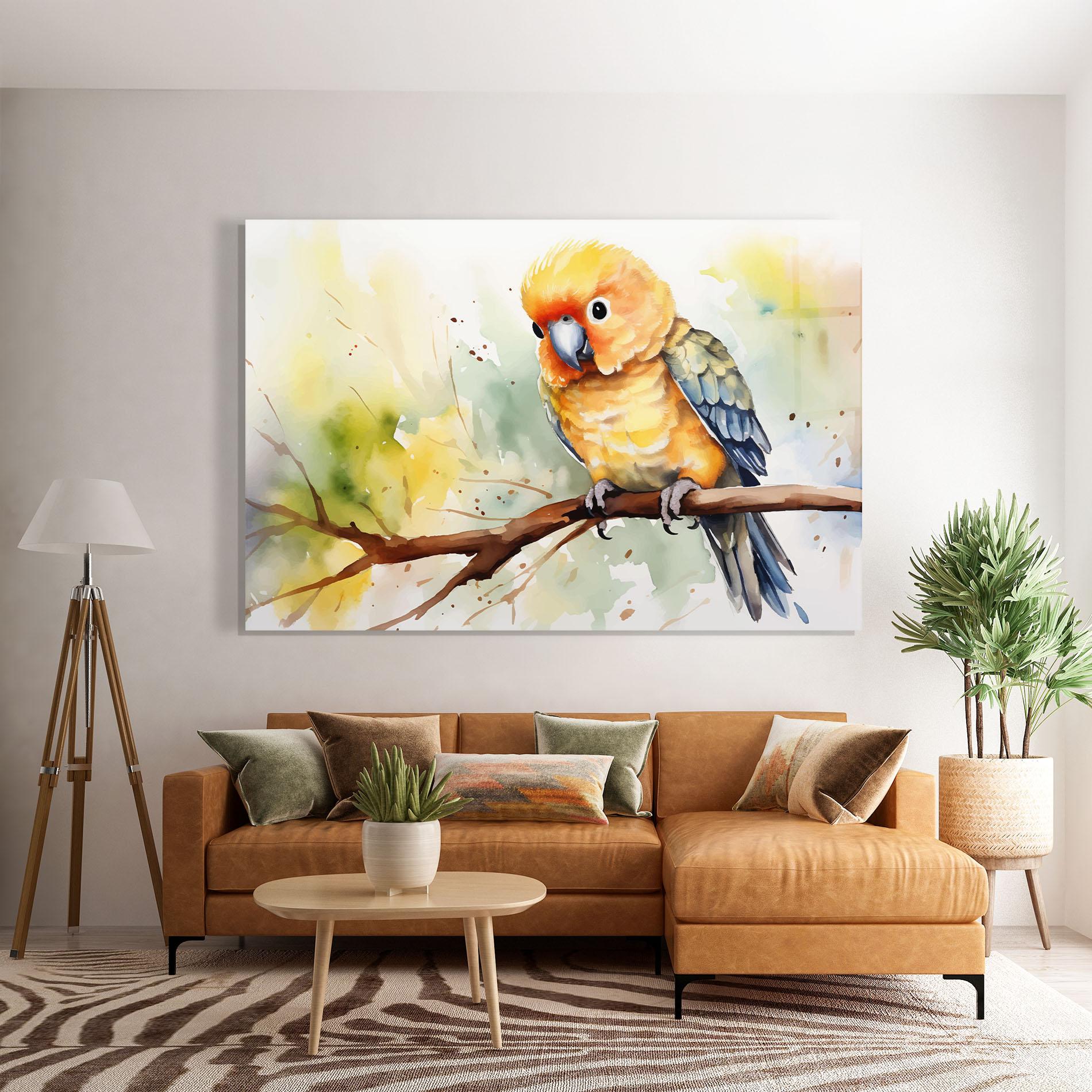 Glasbild Cute Baby Parrot mockup 7