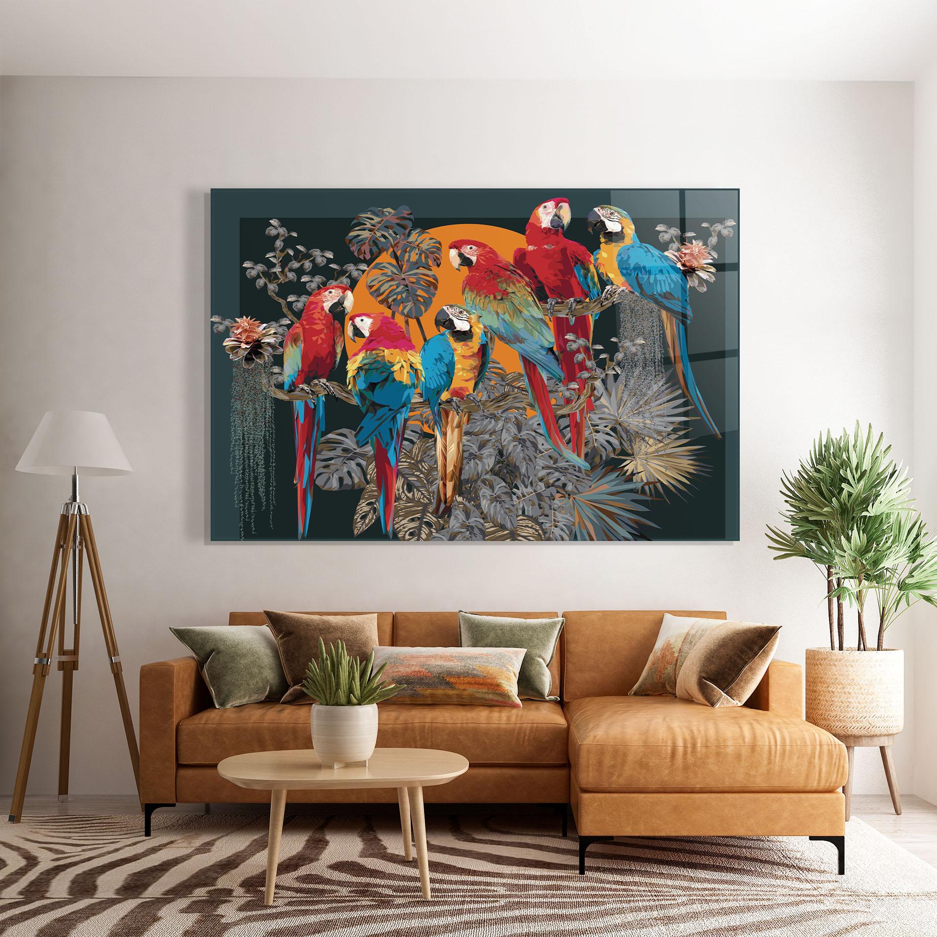 Glasbild Family Parrot mockup 7